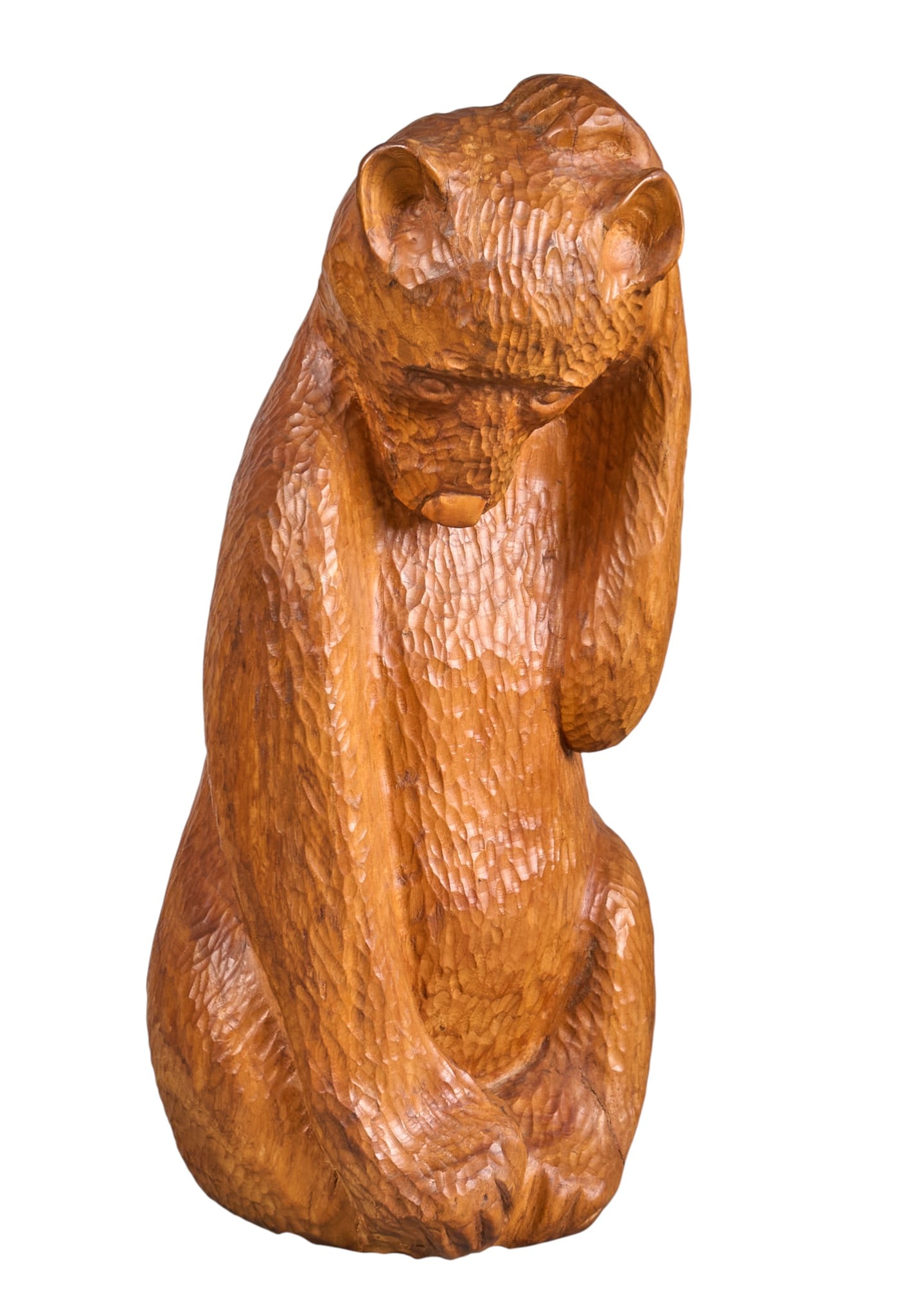 Evaline Sellors, Bear Sculpture: Evaline Clarke Sellors (Texas / Pennsylvania, 1903-1995), freestanding wooden bear sculpture, featured in her Retrospective in 1989, solid walnut wood height 24 in. x width 10 in. x depth 11 in. Prove