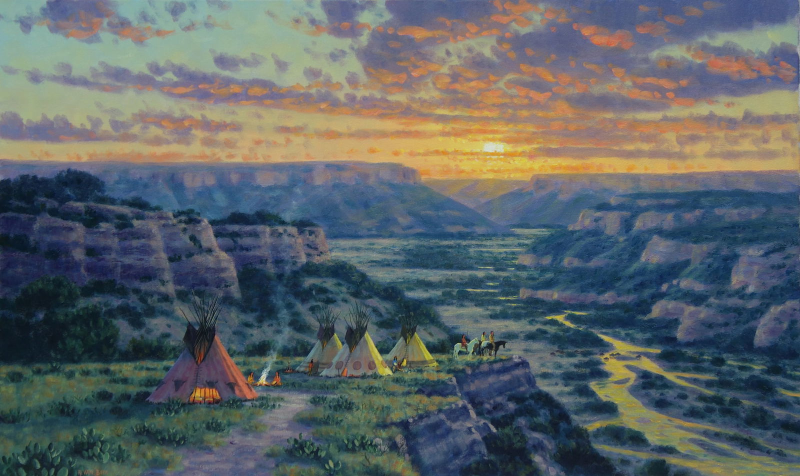 Randy Van Beek, "Kiowa Hunters Camp at Palo Duro Canyon" (1 of 5)