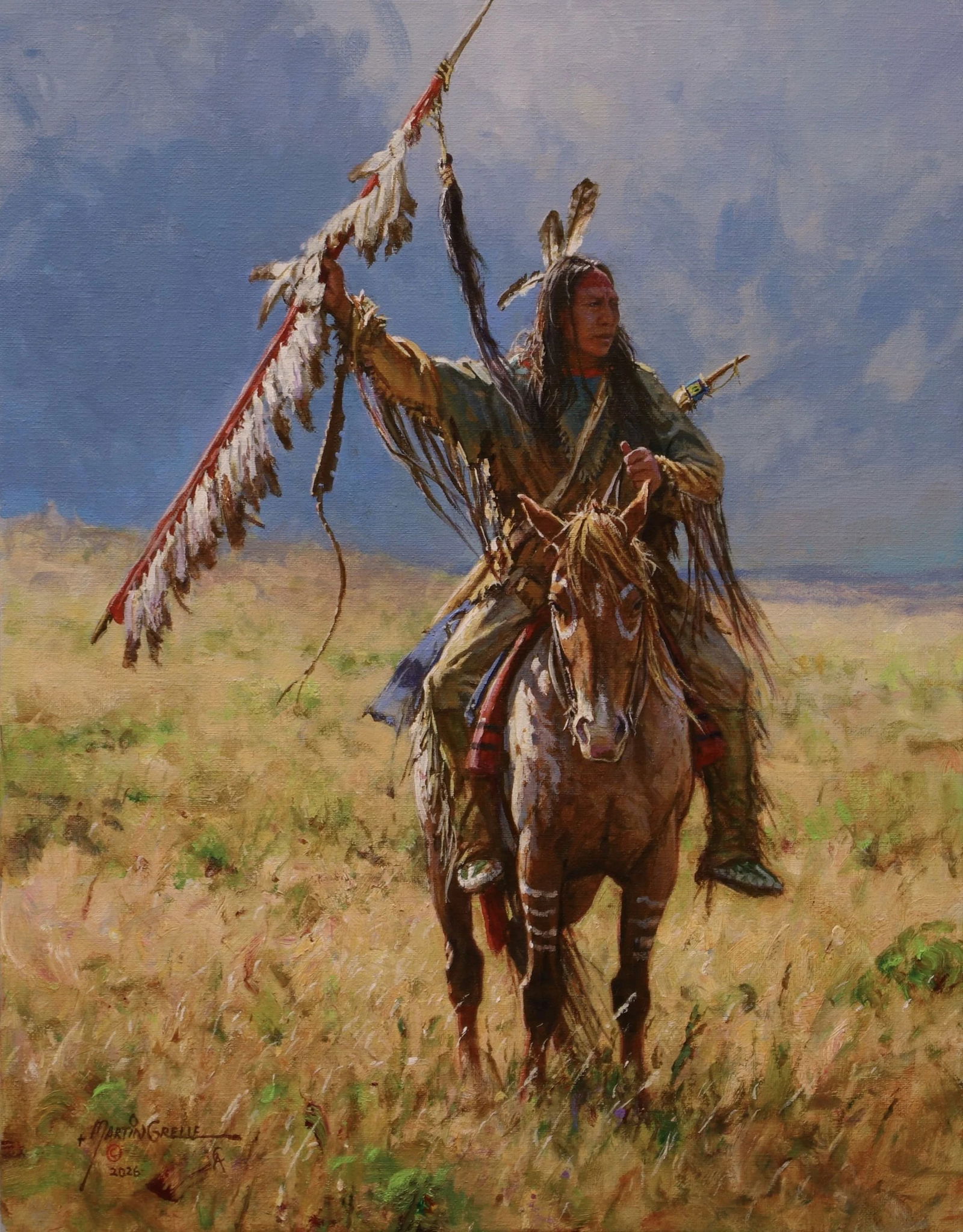 Martin Grelle, "Party Leader": Martin Grelle, "Party Leader", acrylic on linen 18 x 14 in. A highly desirable portrait from one of the most respected painters in Western art. Moderately sized and accessible,