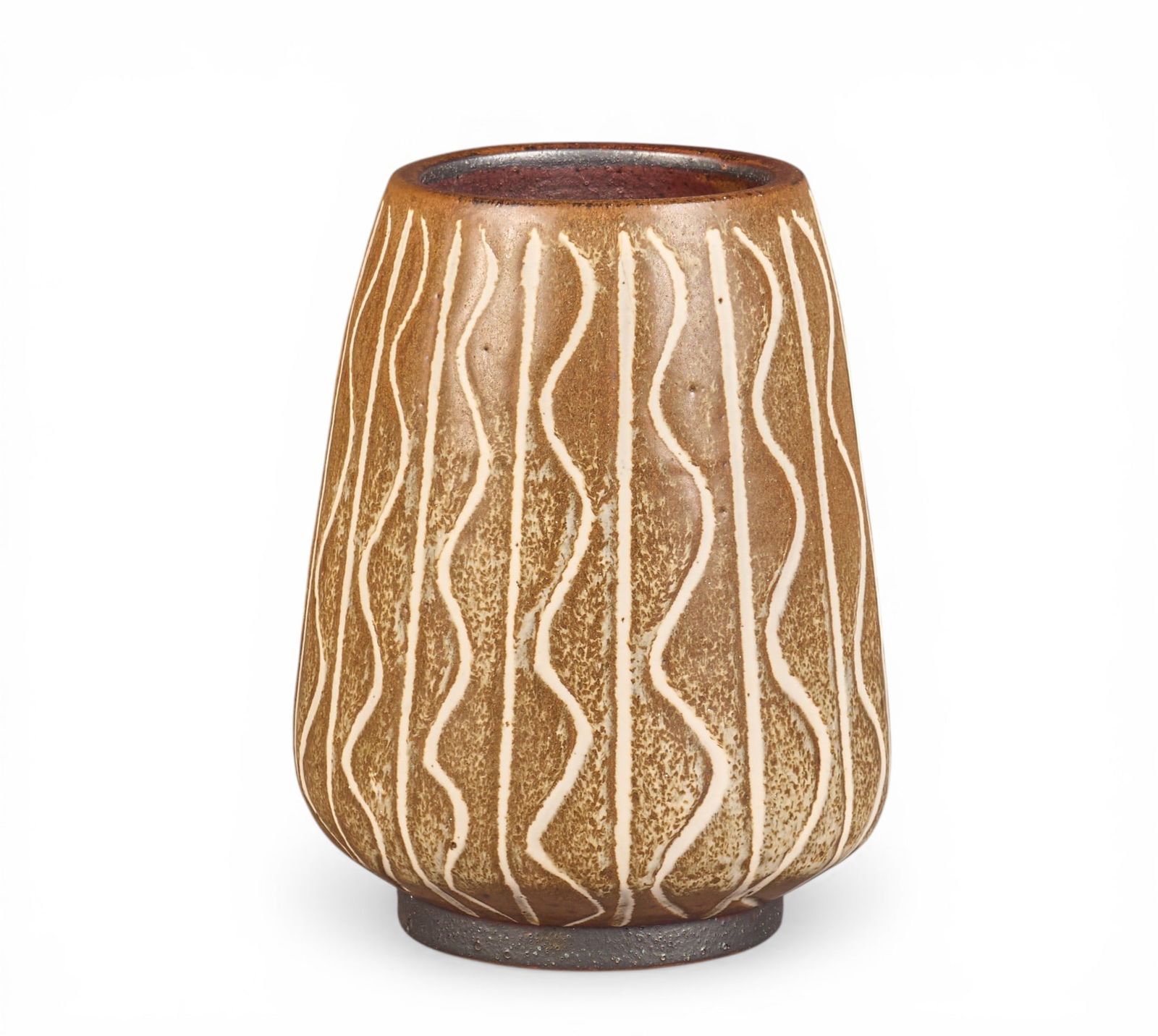 Harding Black, Textured Vase, 1959: Harding Black (San Antonio, Texas, 1912-2004), textured vase, fired ceramic with brown glaze, incised signature and date on the underside, 1959 height 8 in. x diameter 6.5 in. Provenanc