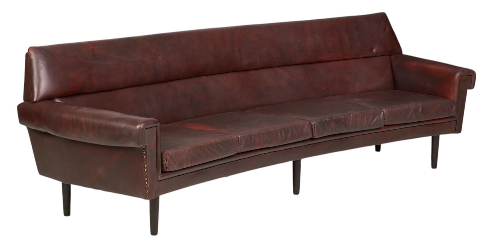 Curved Leather Sofa (1 of 4)