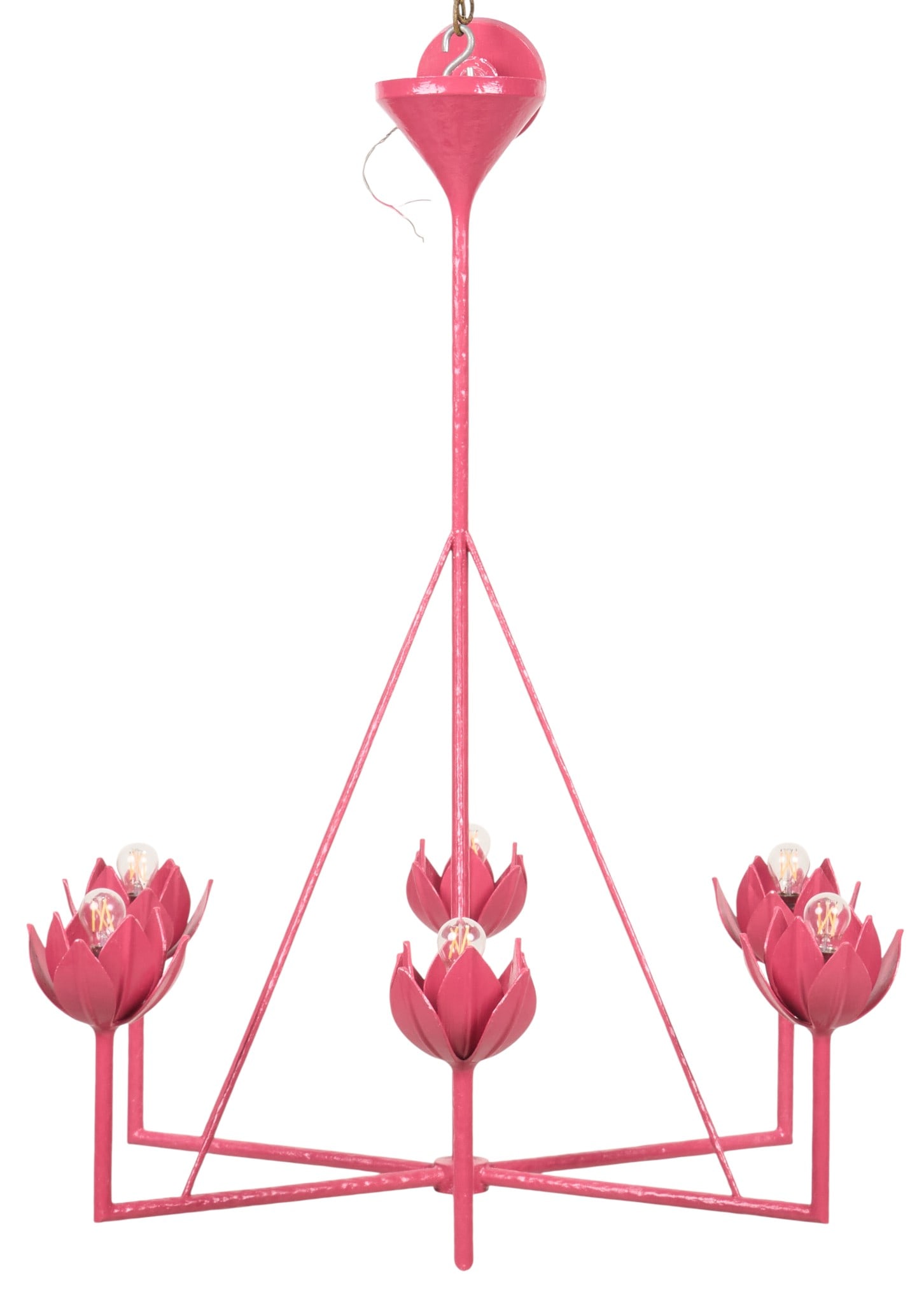 Pink Julie Neill Alberto Chandelier: Pink Julie Neill Alberto single-tier chandelier with floral design shades height 50 in. x width 39 in. x depth 39 in. Provenance: Property from a home in San Antonio, Texas