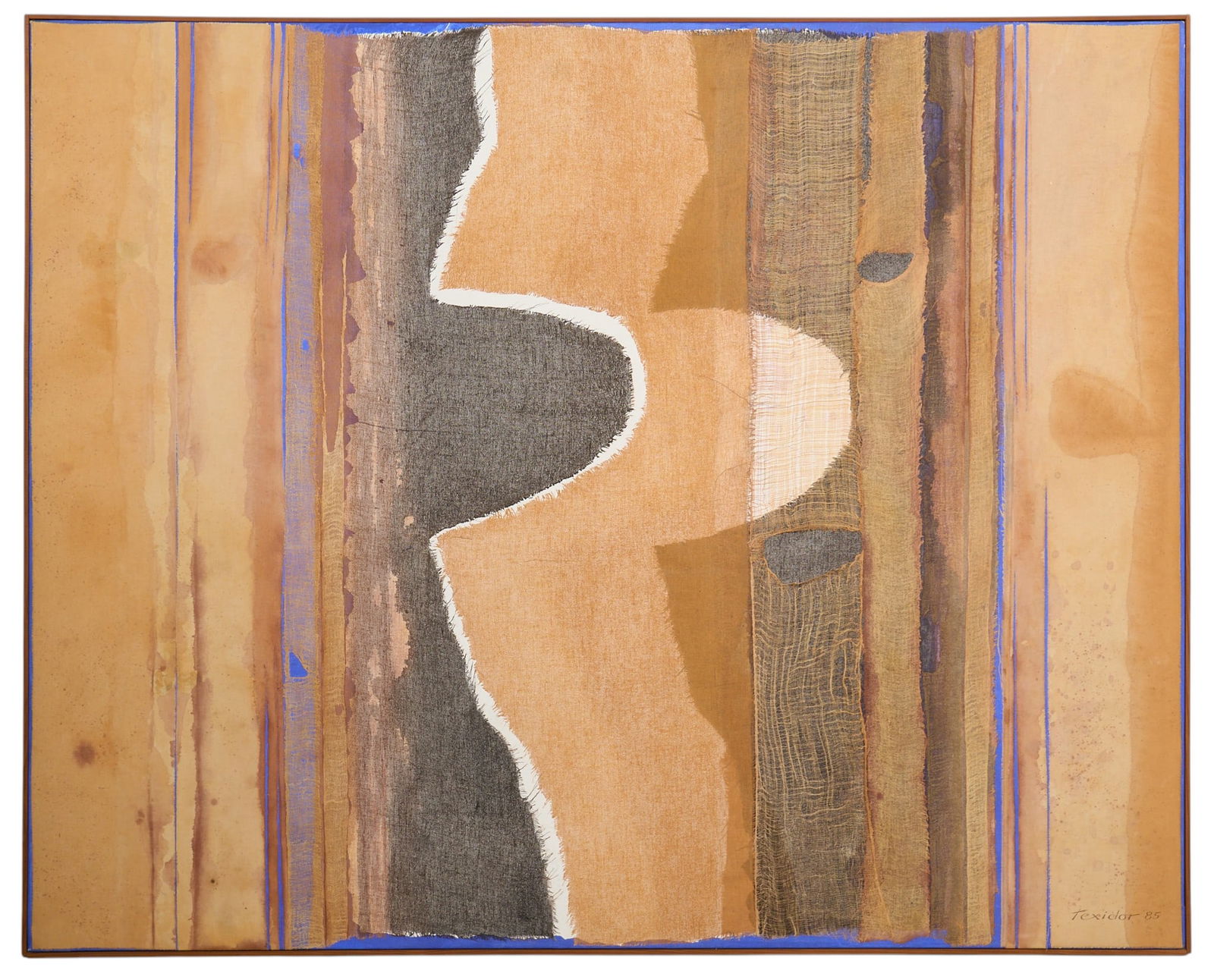 Fernando Texidor, Mixed Media Painting: Fernando Texidor (Spain, b. 1936), mixed media and oil on canvas, signed and dated lower right, 1985, gallery stamp on stretcher bar verso: Galeria de Arte Arkuela Vitores, Torre Real, Marbella,