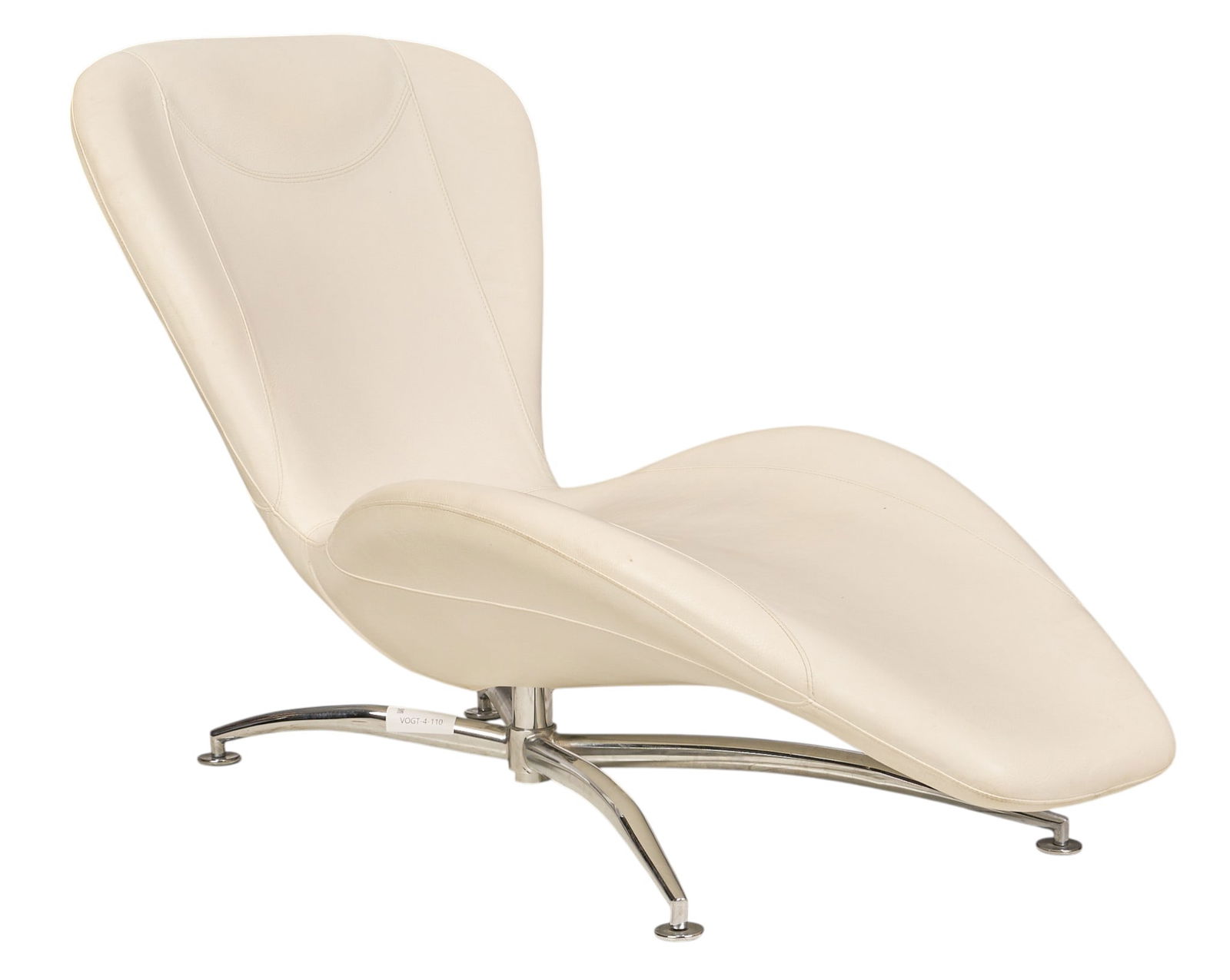 Modern Lounge Chair: Modern style faux leather lounge chair with curved design and a chrome base with four legsheight 26 in. x width 26 in. x depth 62 in. 