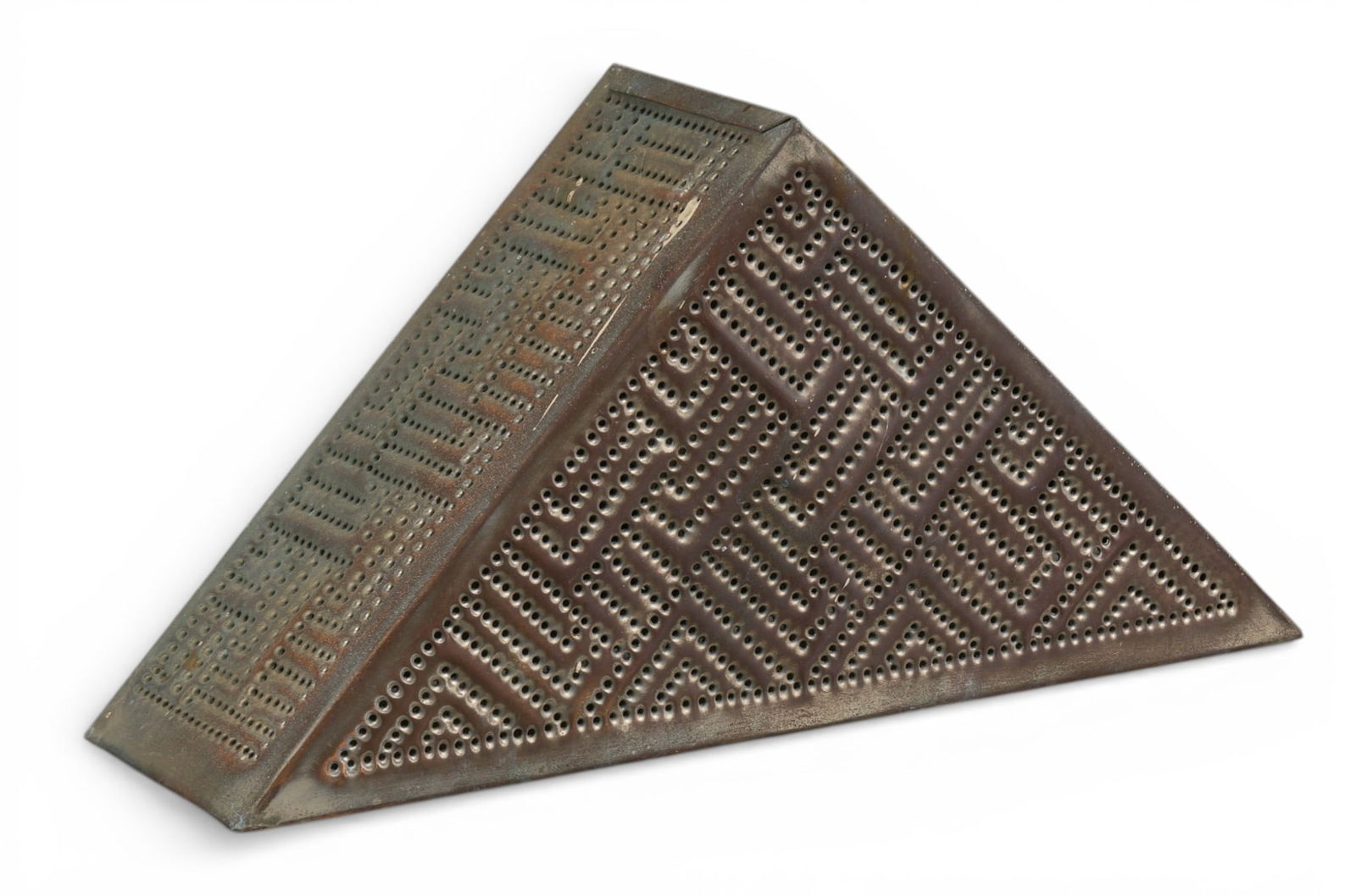 Isaac Maxwell (San Antonio, Texas) Sconce: Isaac Maxwell (San Antonio, Texas), triangular sconce light fixture, with metal body and pierced accentsheight 7.75 in. x width 15 in. x depth 4.5 in.Provenance: Property from a home in San