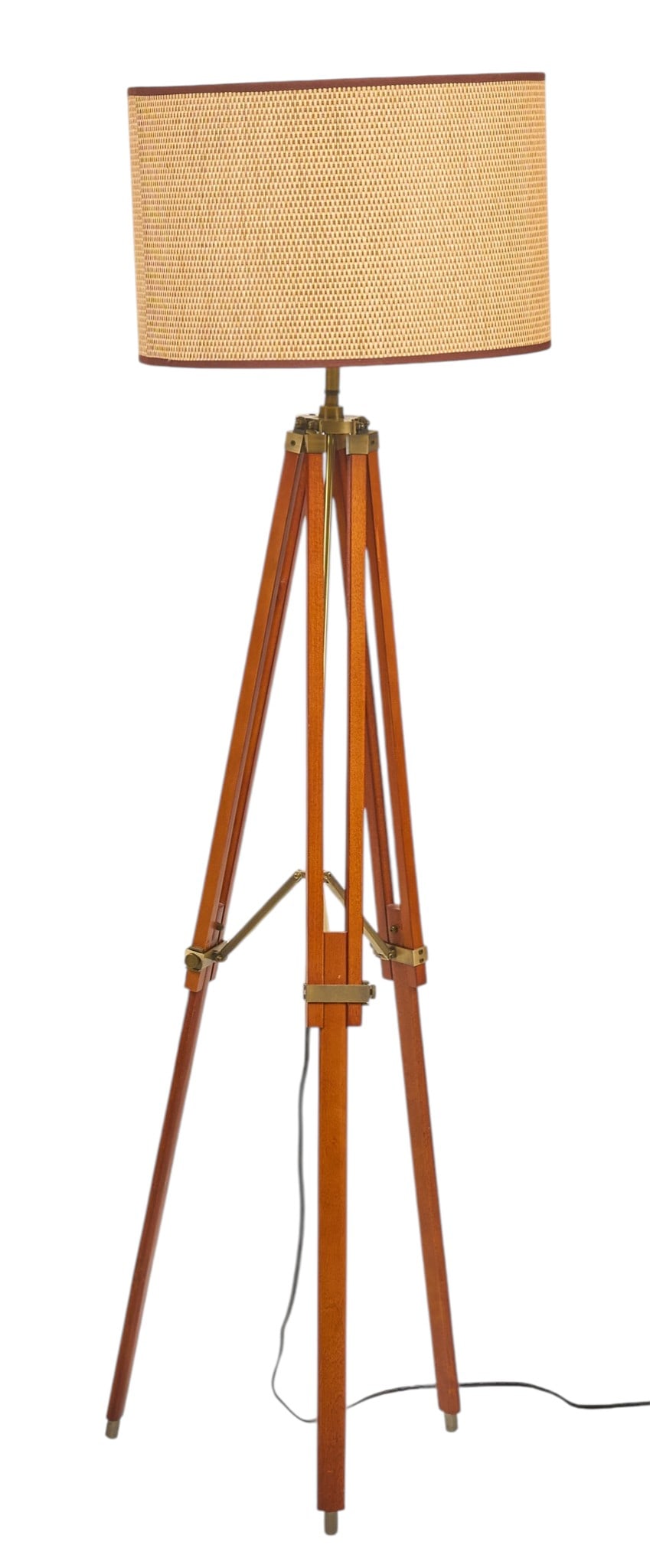 Tripod Floor Lamp with Woven Shade (1 of 4)