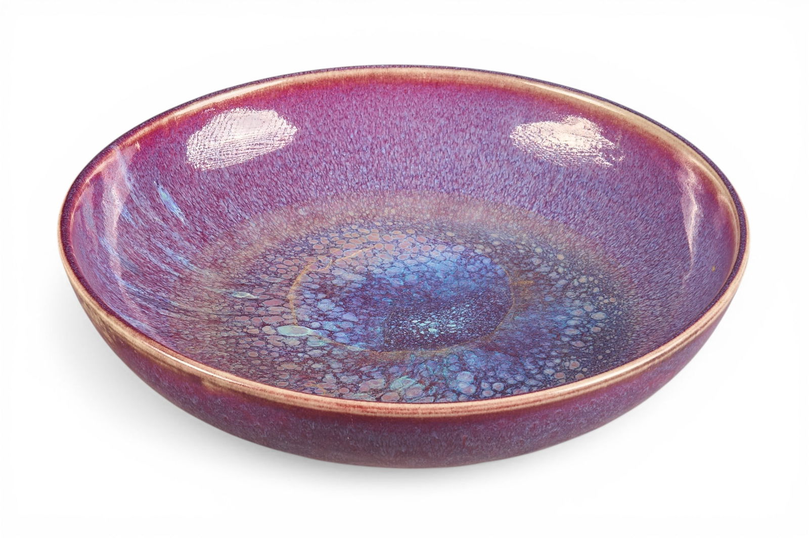 Harding Black, Blue & Purple Bowl, 1955: Harding Black (San Antonio, Texas, 1912-2004), blue and purple bowl, glazed ceramic, incised signature and date on the underside, 1955 height 3 in. x diameter 13 in. Provenance: Propert