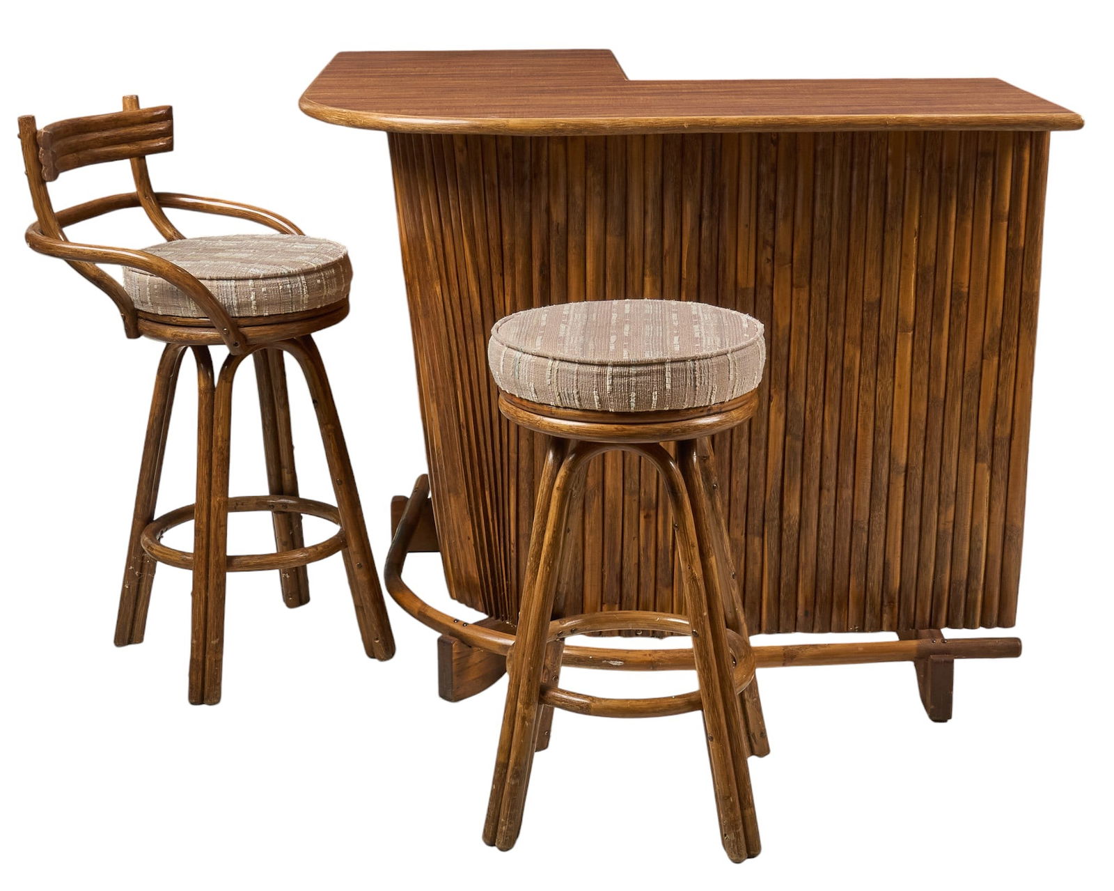 Mid-Century Modern Tiki Bar with Two Stools (1 of 5)