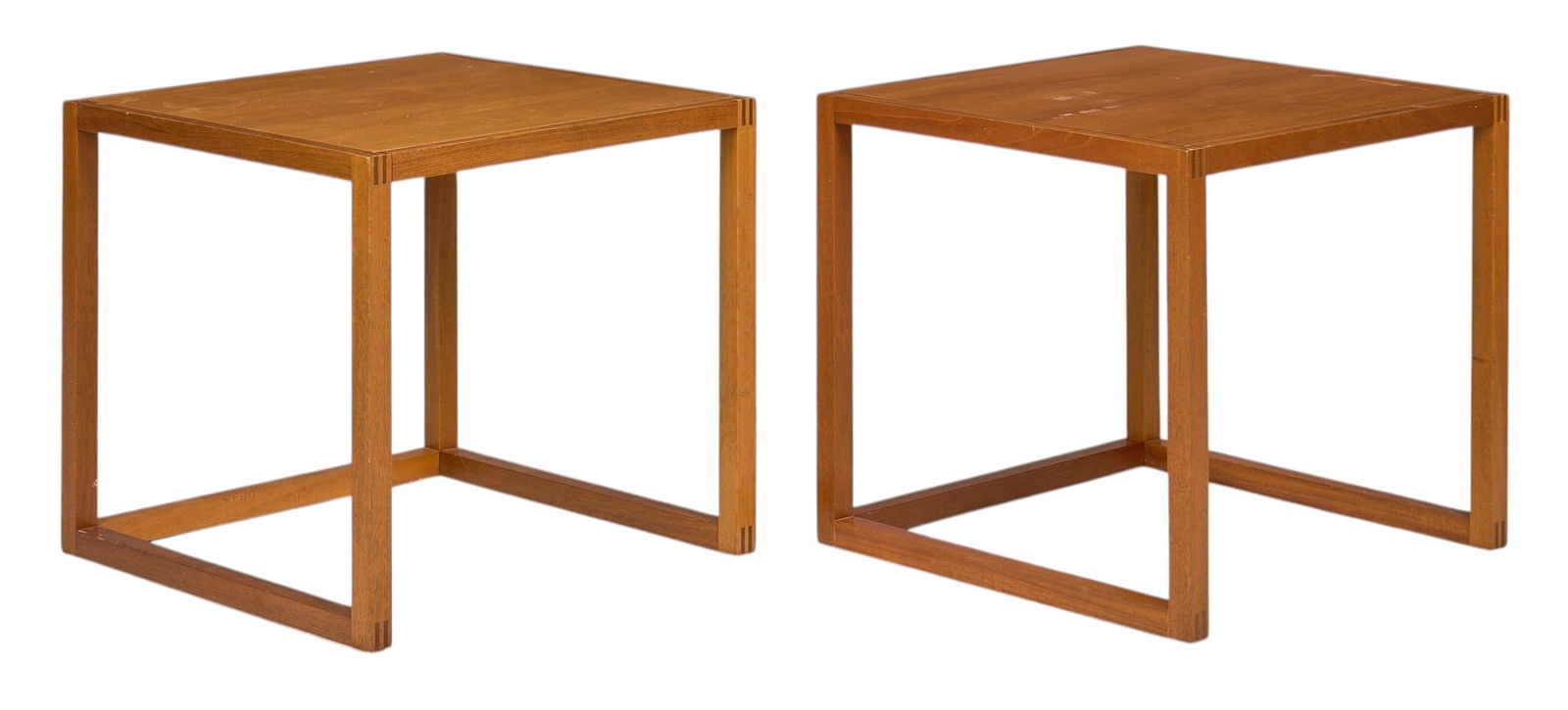 Pair of Karl Andersson and Soner Side Tables: Pair of Karl Andersson and Soner (Sweden) mid-century side tables, marked with sticker underneathheight 22.5 in. x width 23.5 in. x depth 23.5 in. / each 
