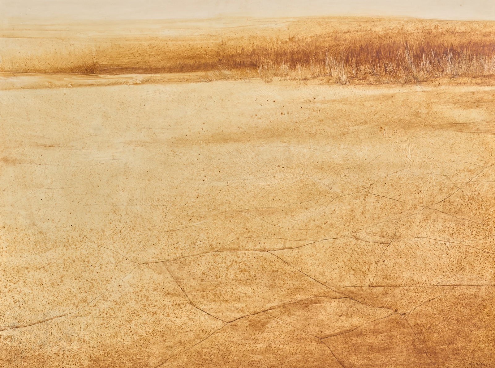 Gibbs Milliken, "Dry River", 1963: Gibbs Milliken (Texas, 1935-2007), "Dry River", oil on masonite, signed lower right; signed again, titled, and dated on the verso, 1963sight: 45 x 60 in., frame: 48 x 63