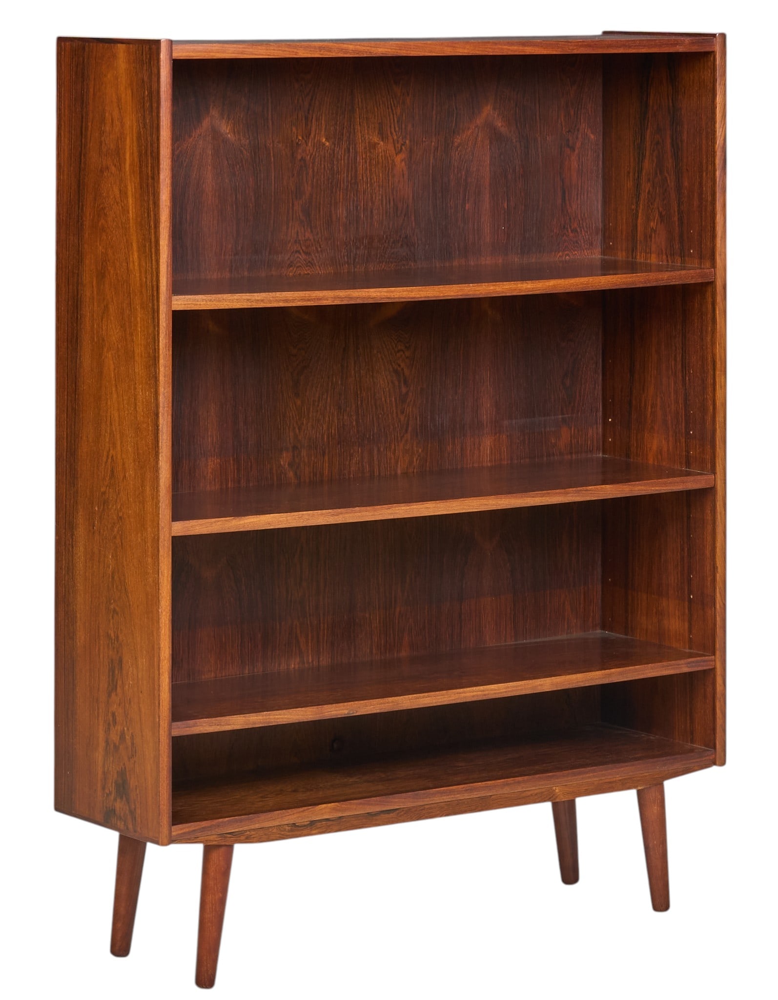 Danish Mid-Century Bookcase: Danish mid-century bookcase with three adjustable shelves that slide into place height 52 in. x width 39.5 in. x depth 11.25 in. 