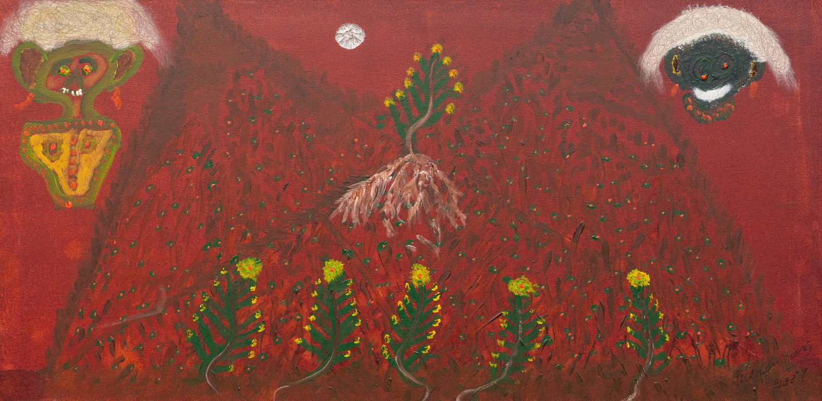 Denver Moore, Abstract Work: Denver Moore (Louisiana / Texas, 1937-2012), abstract painting, oil on canvas, signed and dated lower right, 2007sight: 24 x 48 in., frame: 29 x 54 in.Note: Artist is author of book "Same