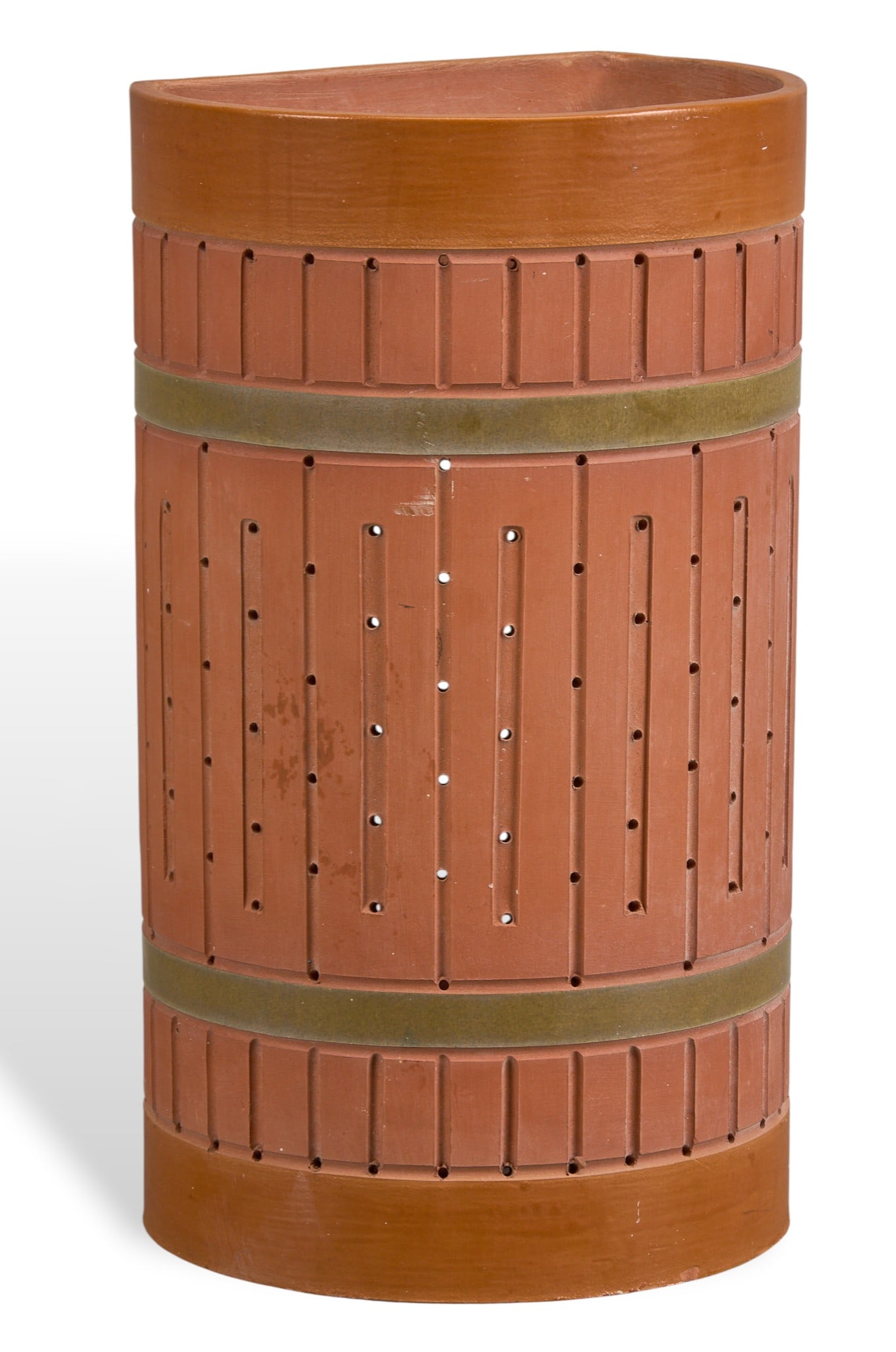 Beaumont Mood Style Ceramic Sconce: Vintage ceramic wall sconce in the style of Beaumont Mood, escribed "Ceramic design" on backheight 12.5 in. x width 7.5 in. x depth 5.5 in. Provenance: Property from a home in San