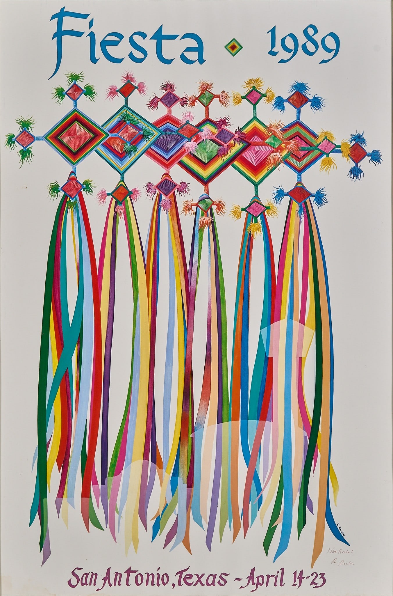 Signed Fiesta Poster, 1989: Framed San Antonio Fiesta poster, 1989, hand-signed by the artist at lower right frame: 35.5 x 23.75 x 1 in. Provenance: Property from a home in San Antonio, Texas 