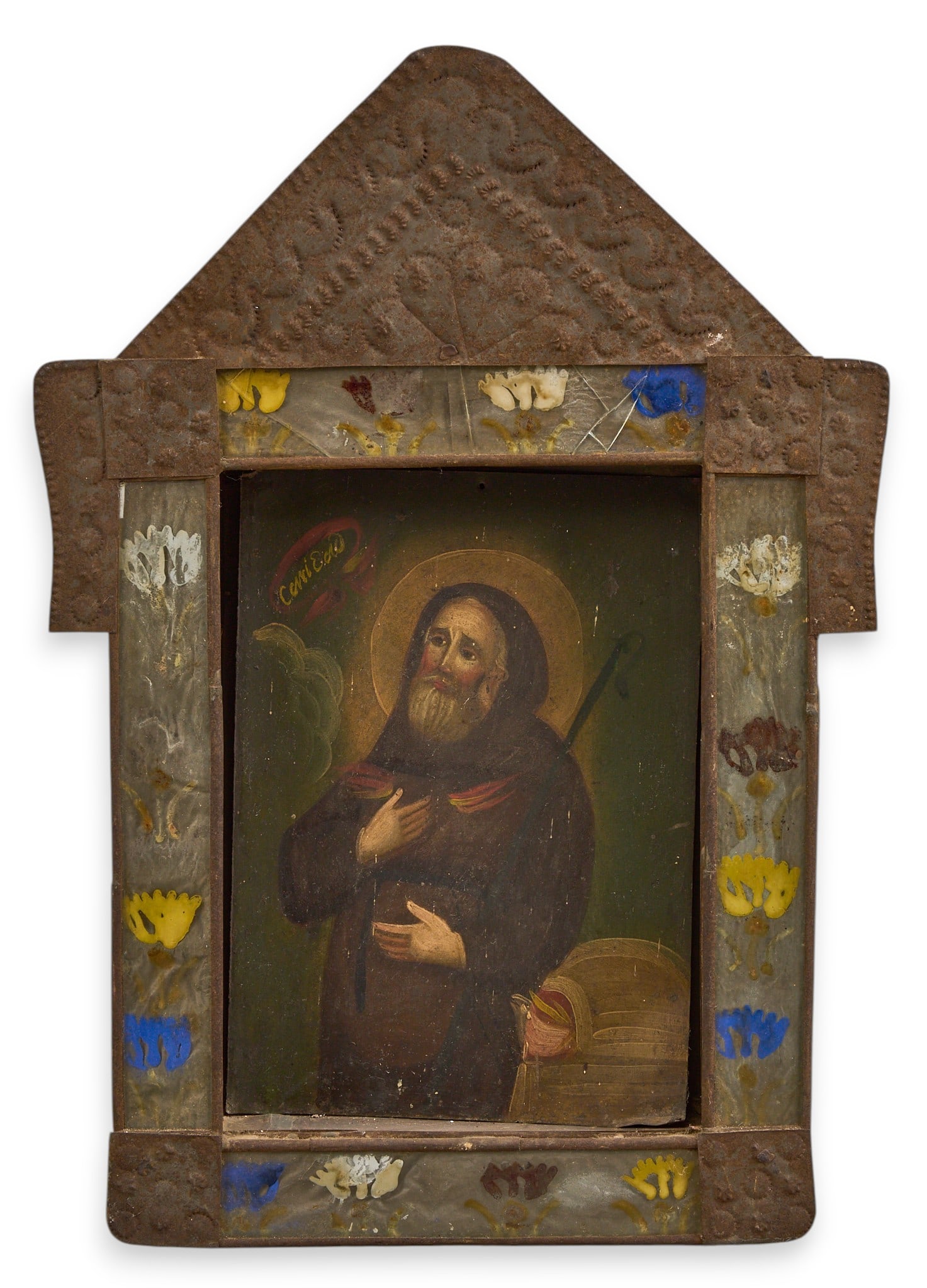 Antique Framed Mexican Retablo, San Francisco de Paula (1 of 5)