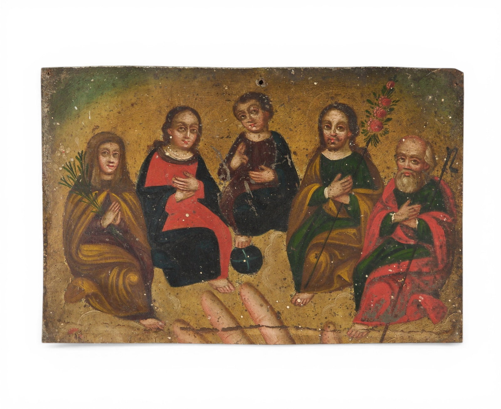 Antique Mexican Retablo, La Mano Poderosa (1 of 2)