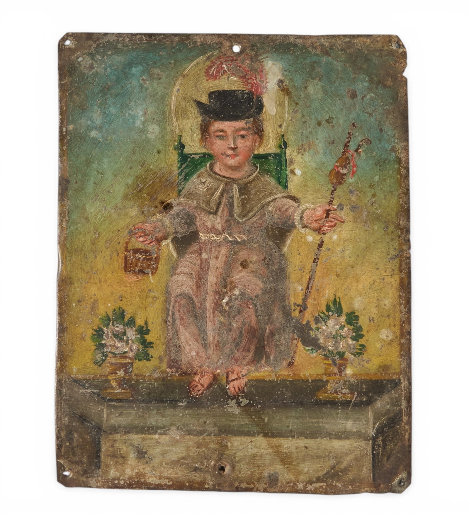 Antique Mexican Retablo, Santo Niño de Atocha (1 of 2)