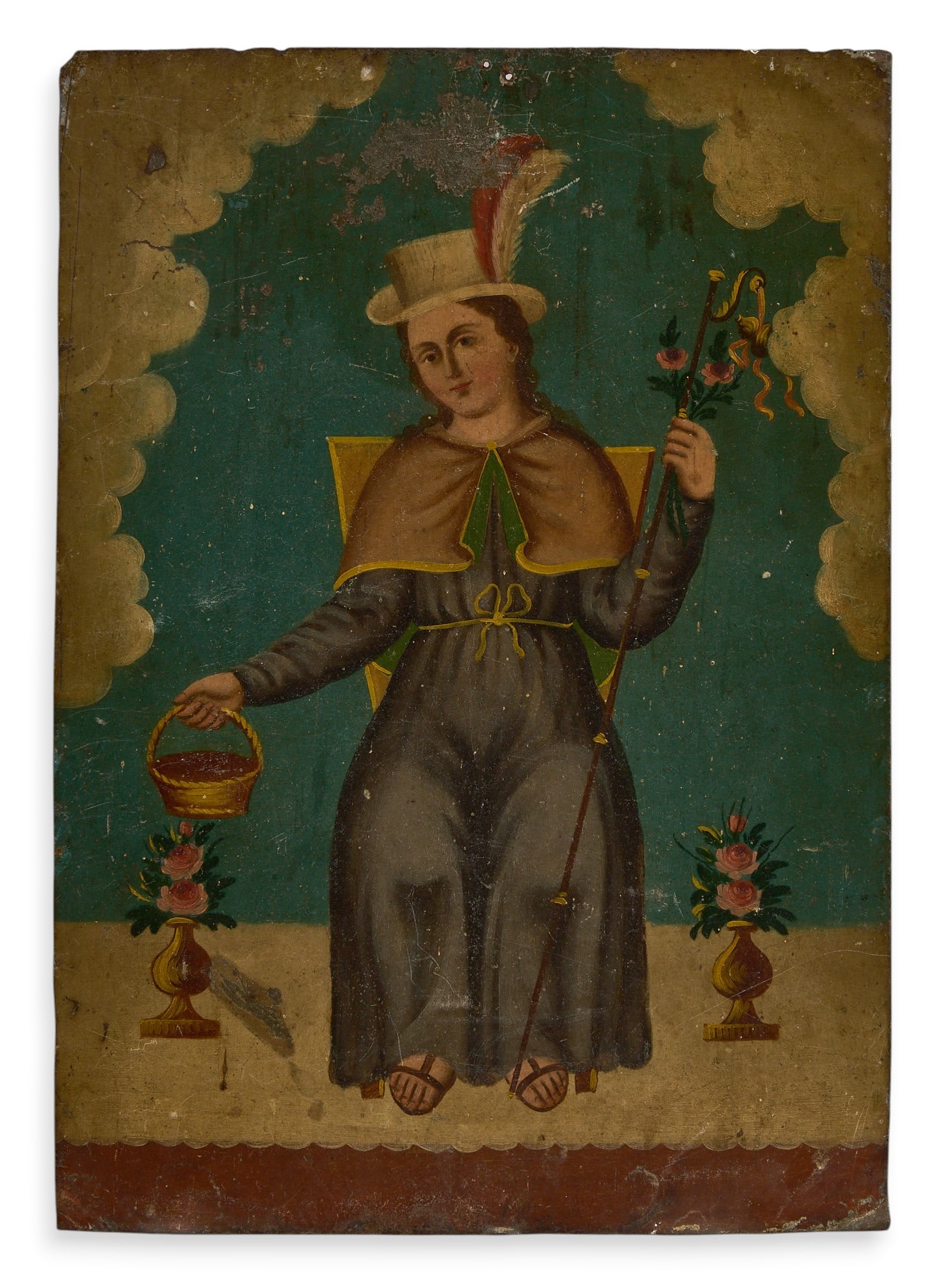 Antique Mexican Retablo, El Santo Nino de Atocha (1 of 3)