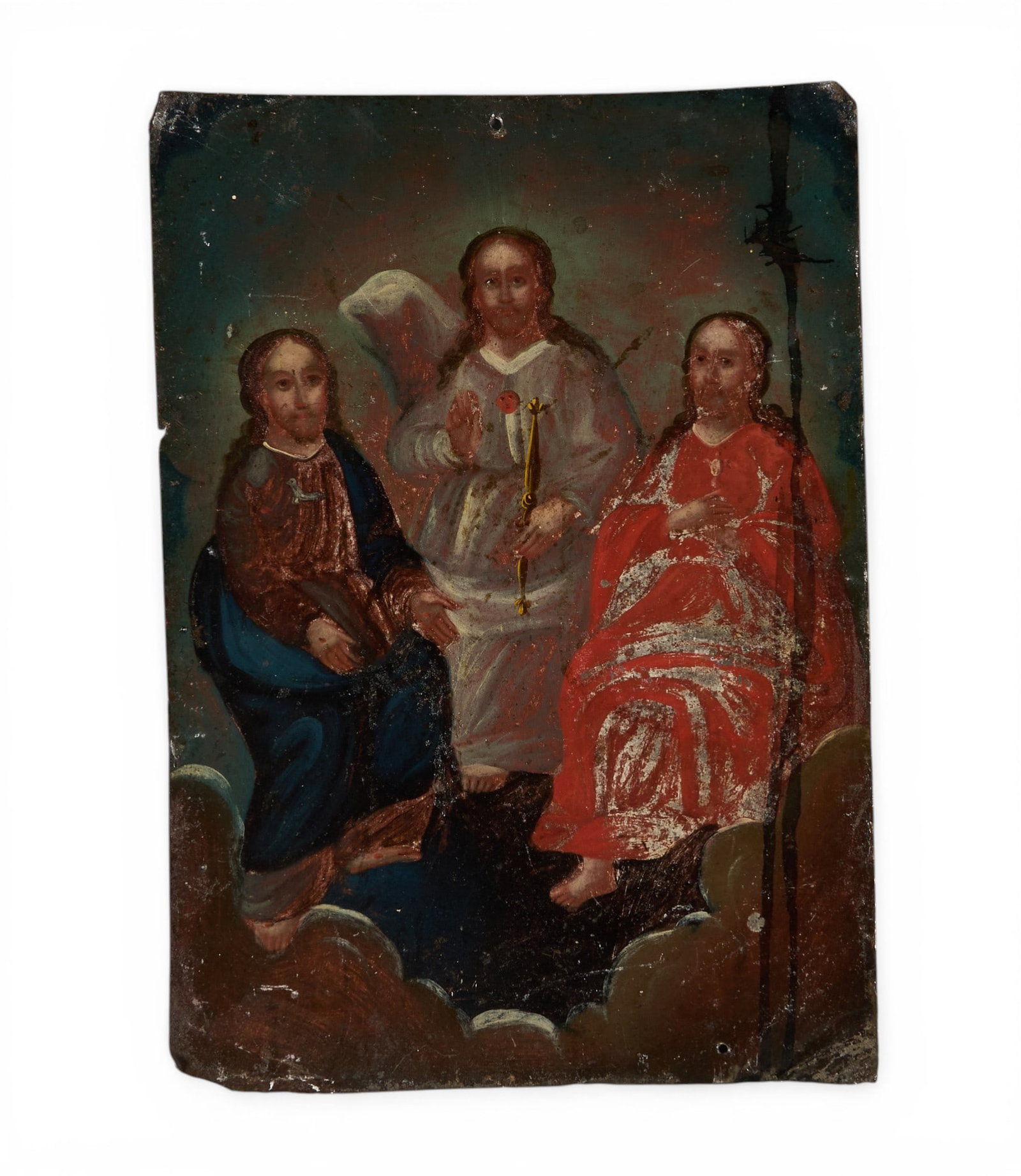 Antique Mexican Retablo, La Santisima Trinidad (1 of 2)