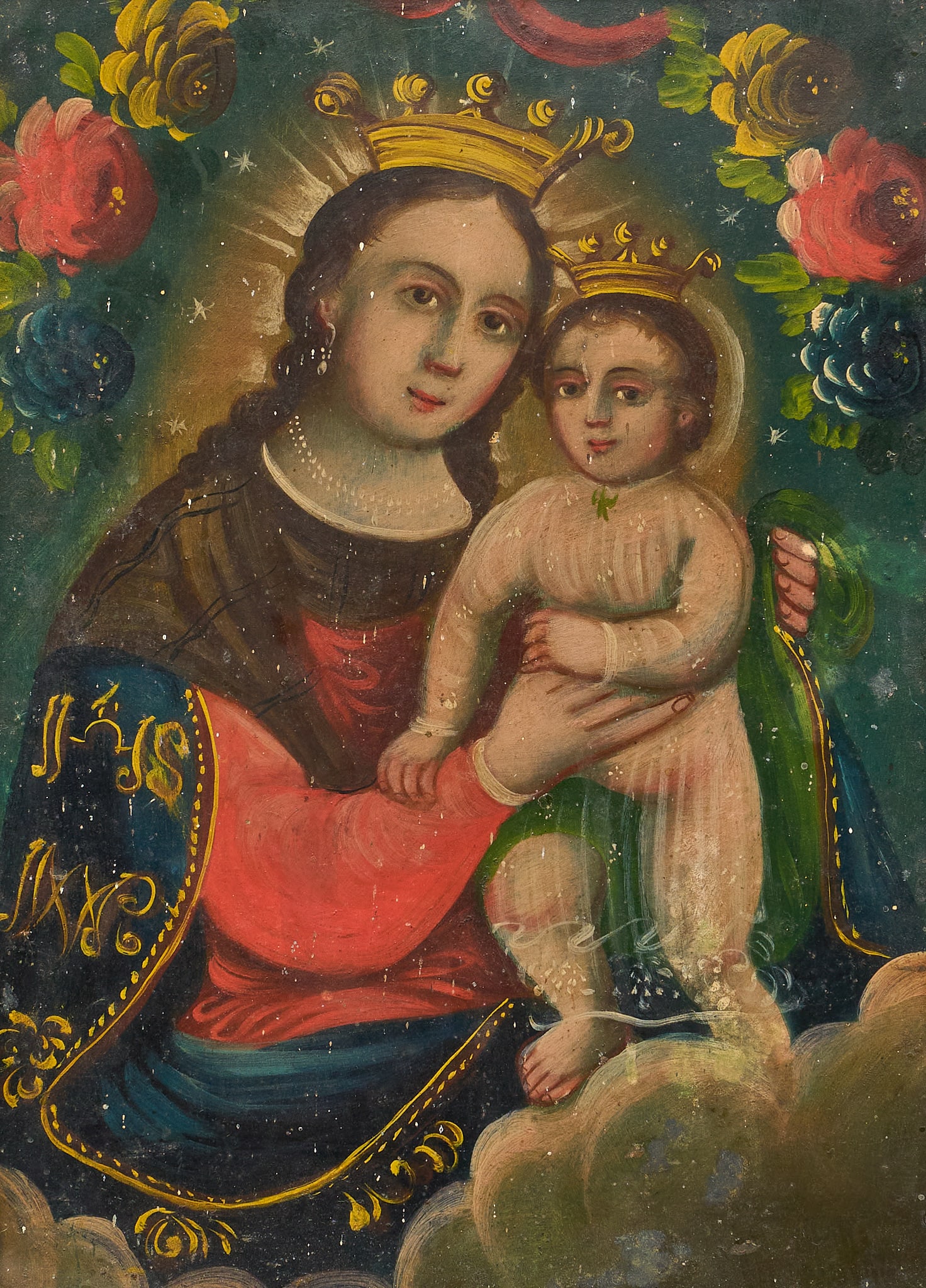 Framed Mexican Retablo, Madonna del Refugio (1 of 3)