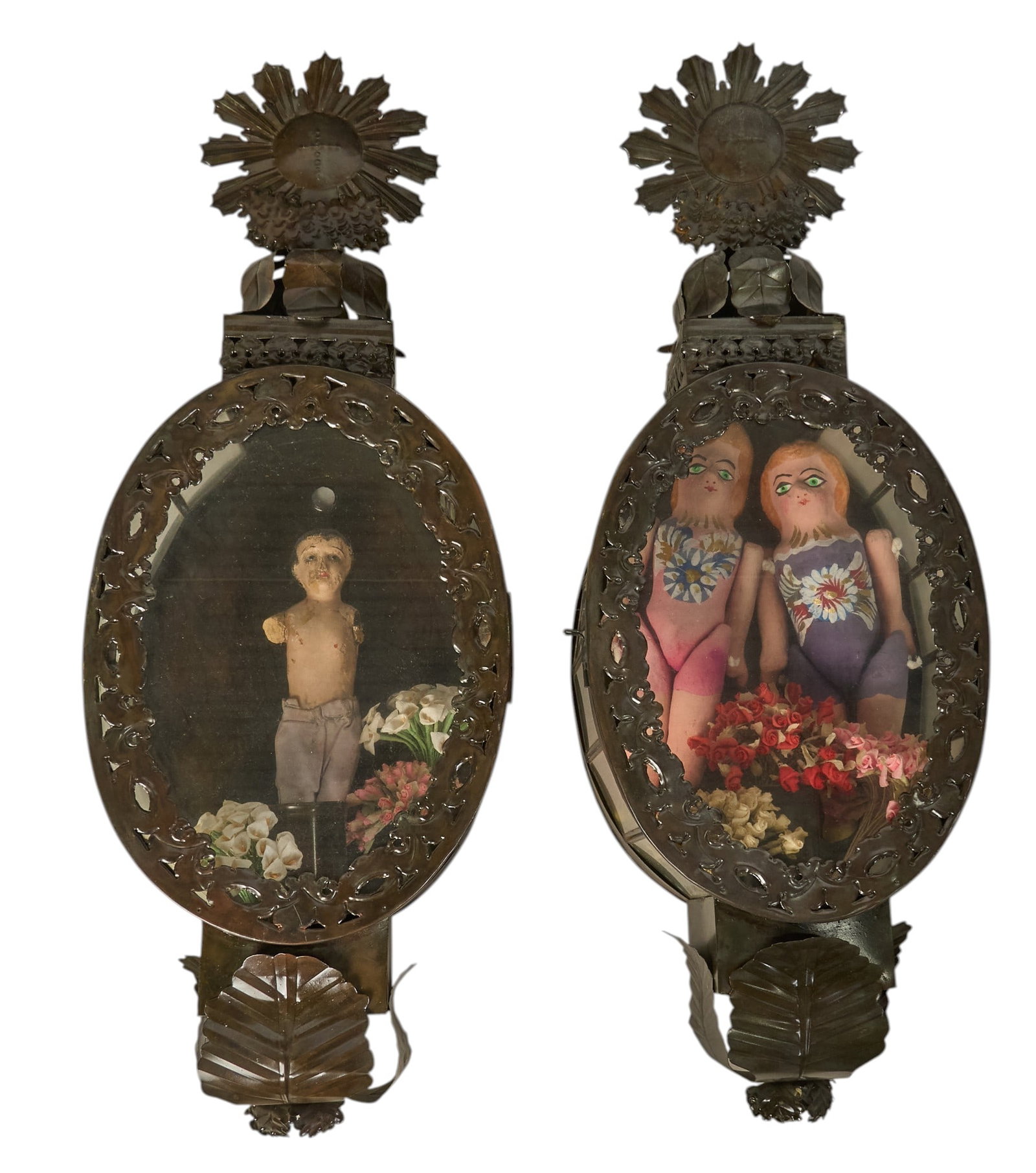 Pair of Mexican Lupita Doll Tin Reliquary (1 of 3)