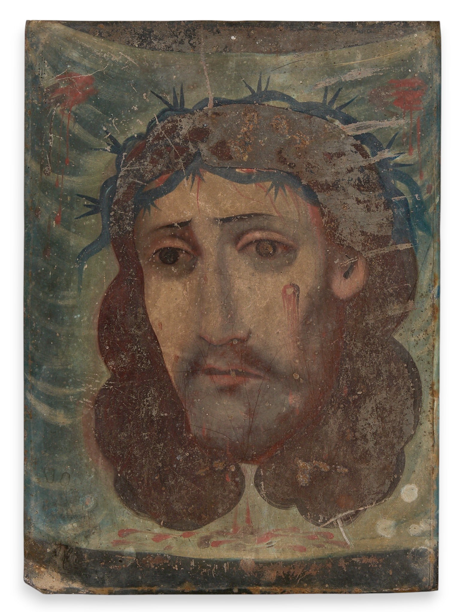 Antique Mexican Retablo, El Divino Rostro (1 of 3)