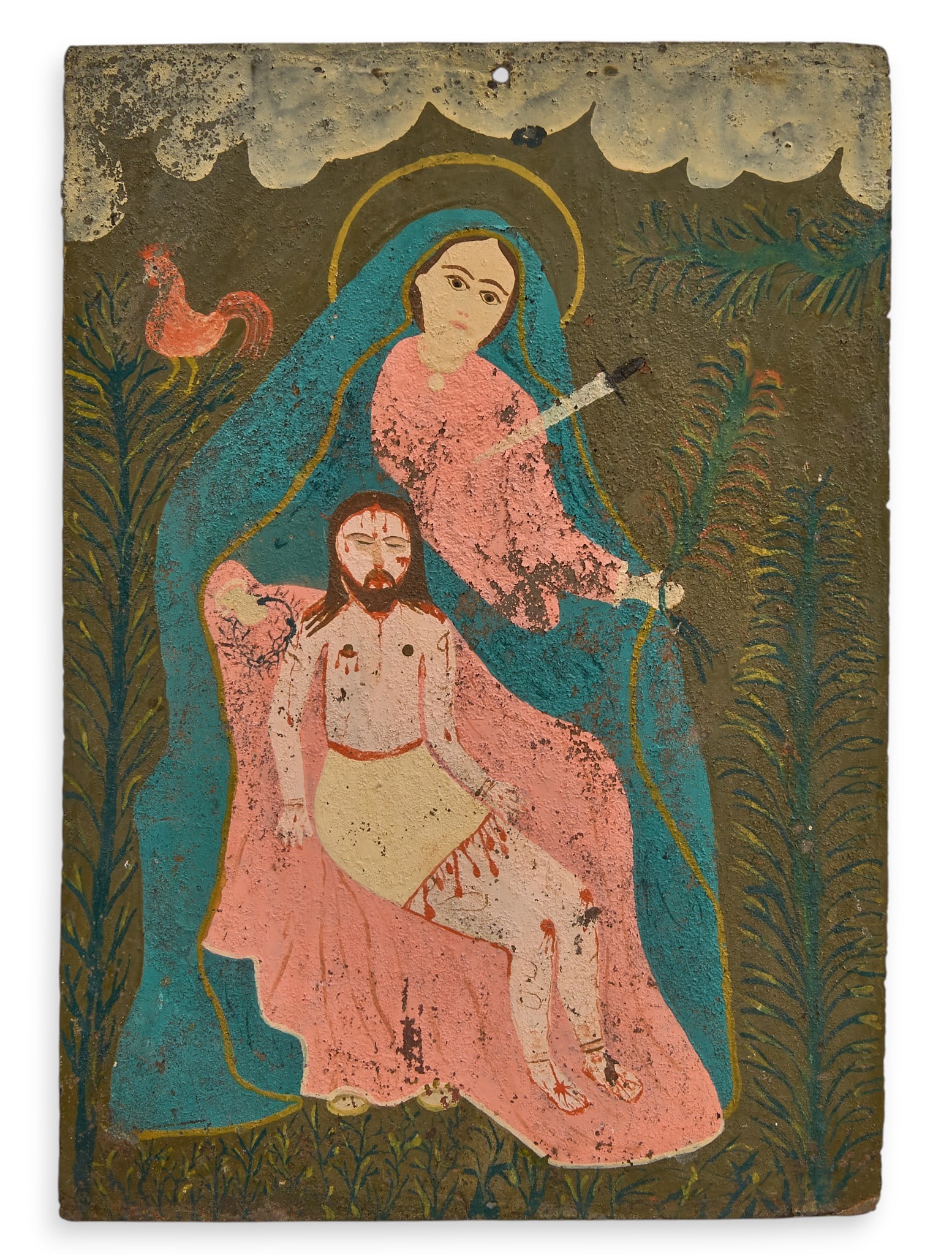 Antique Mexican Retablo, Lamentación de Cristo (1 of 3)