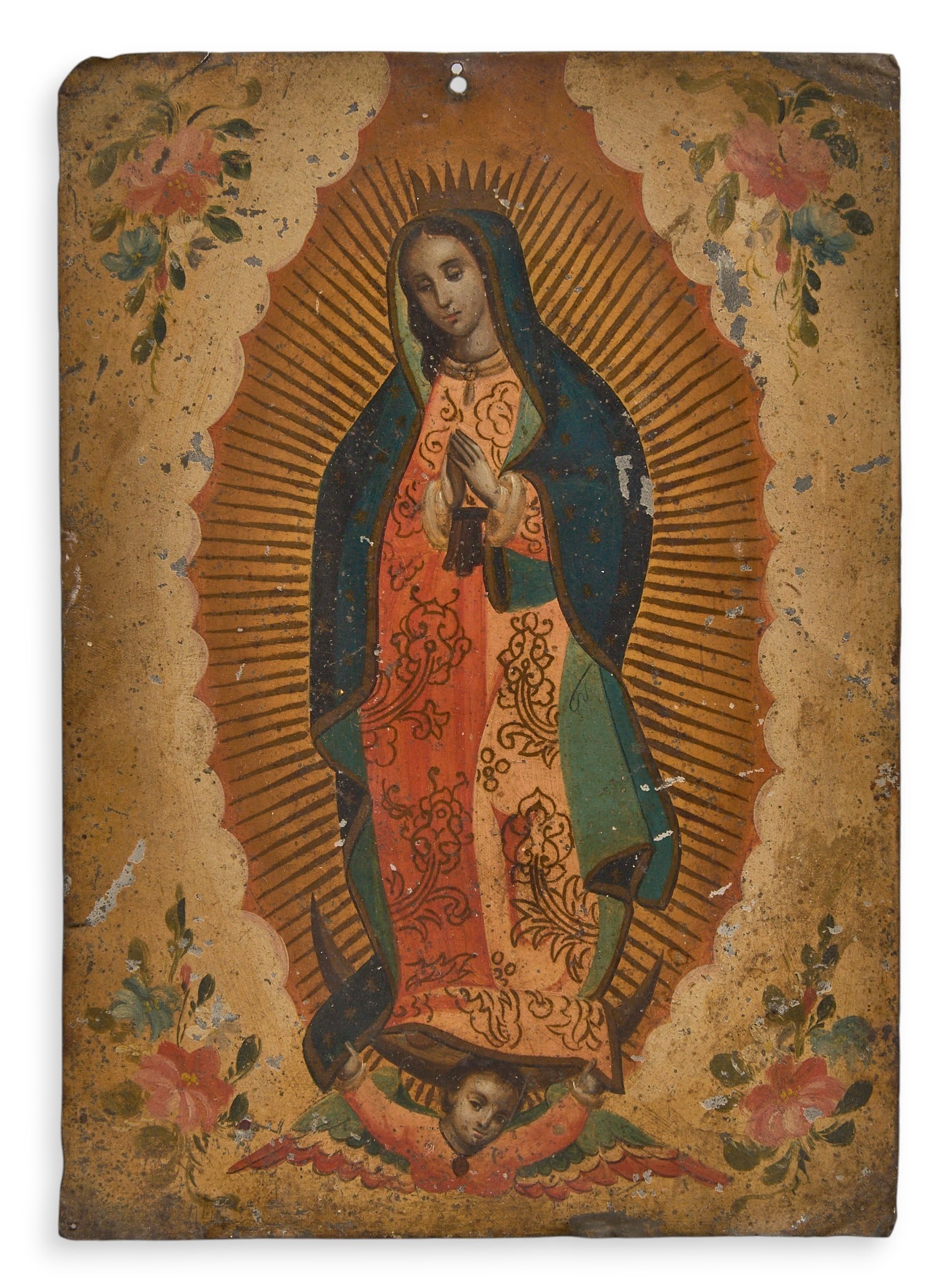 Antique Mexican Retablo, Our Lady of Guadalupe (1 of 3)