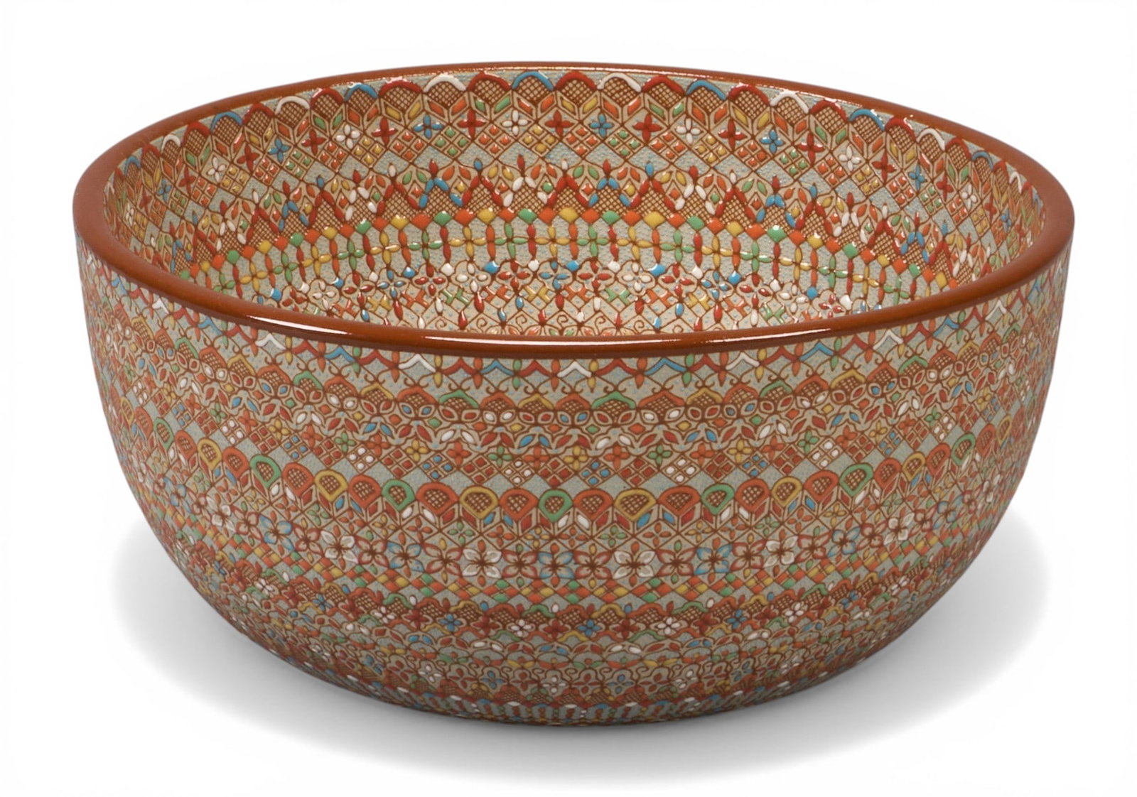 Javier Servin, Decorated Ceramic Bowl: Javier Servin (Mexico, 20th century) ceramic bowl featuring intricate hand-painted designs by Magaly Hernandez, signed on bottom, dated 2013height 4 in. x diameter 8.5 in. Provenance: The Estate