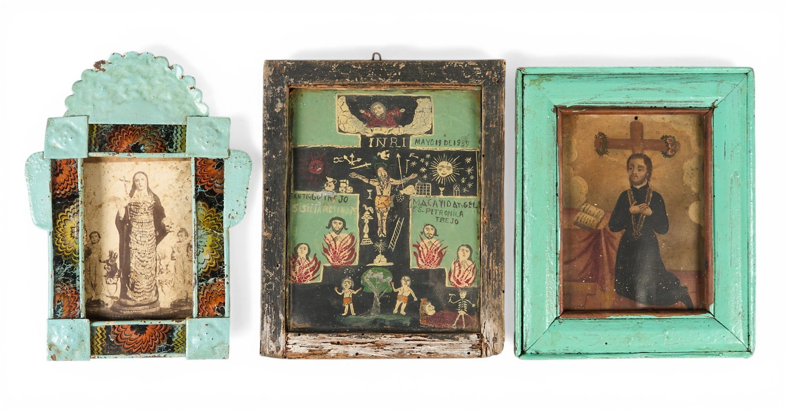 (3) Framed Religious Folk Art Scenes (1 of 3)