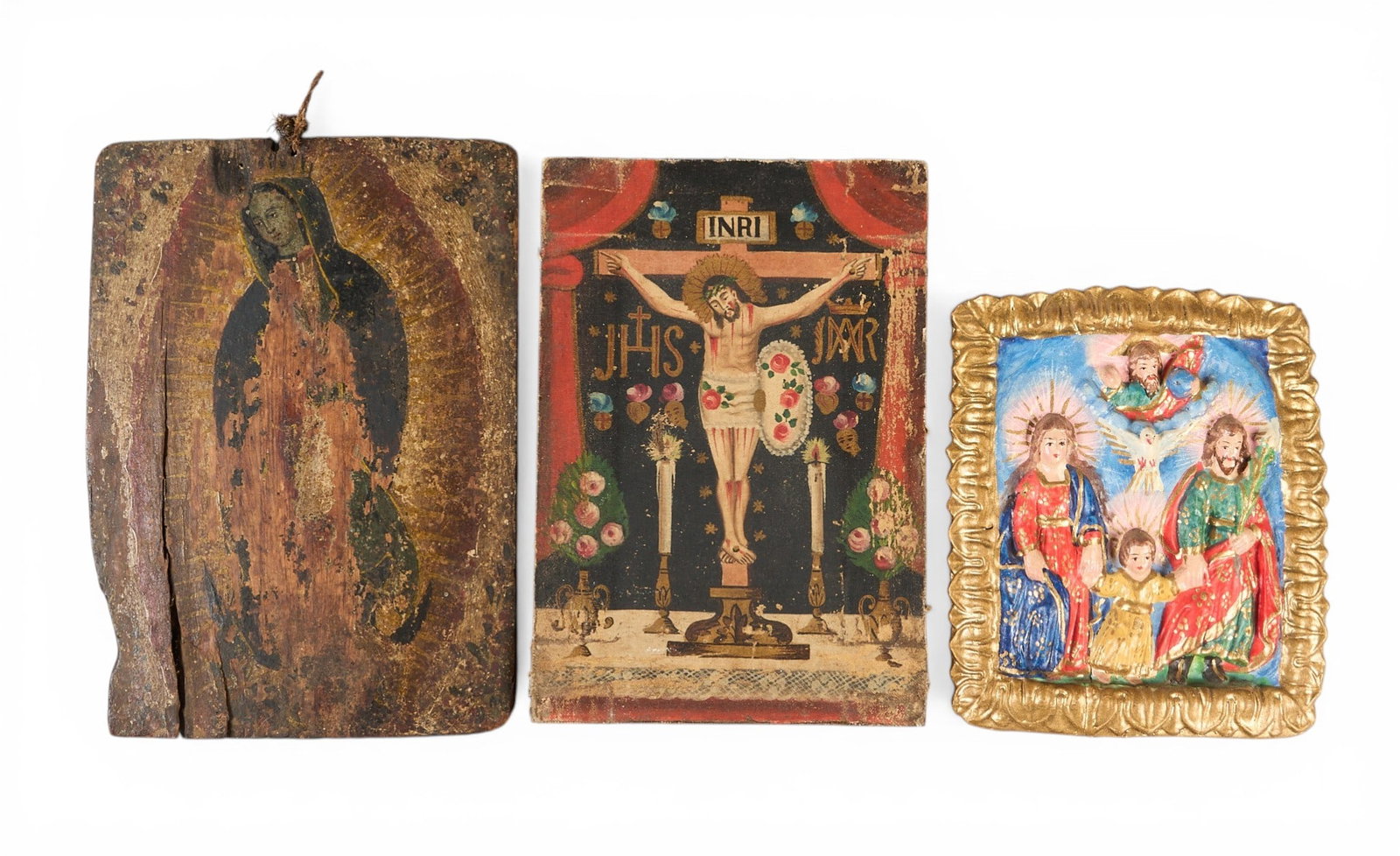 (3) Folk Art Religious Scene Plaques (1 of 2)