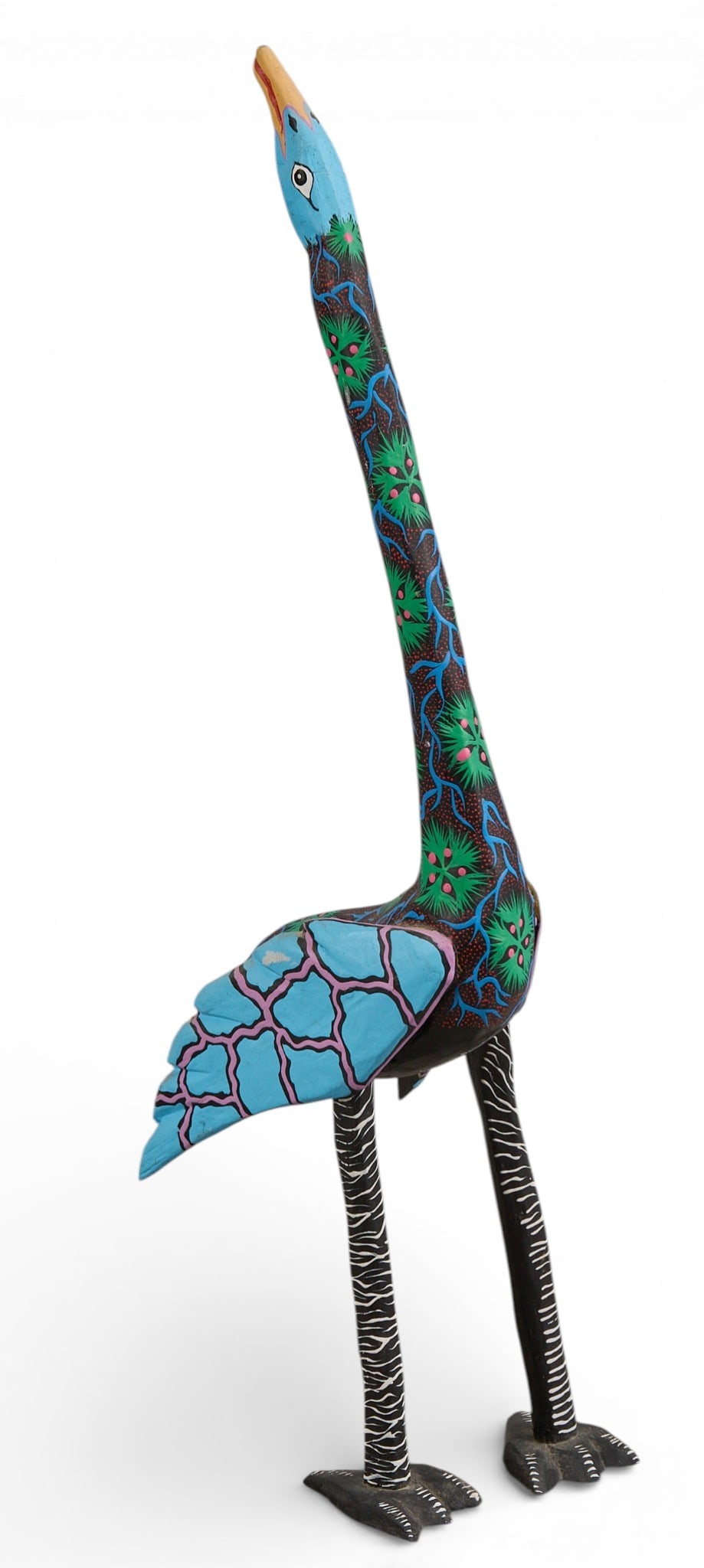 Cornelio Ortega , Lizard Alebrije: Cornelio Ortega (San Martin Tilcajete, Oaxaca, Mexico, 20th century) hand-carved and painted crane alebrije, circa 20th century, signed underneath height 18 in. x width 4.5 in. x depth 5 in