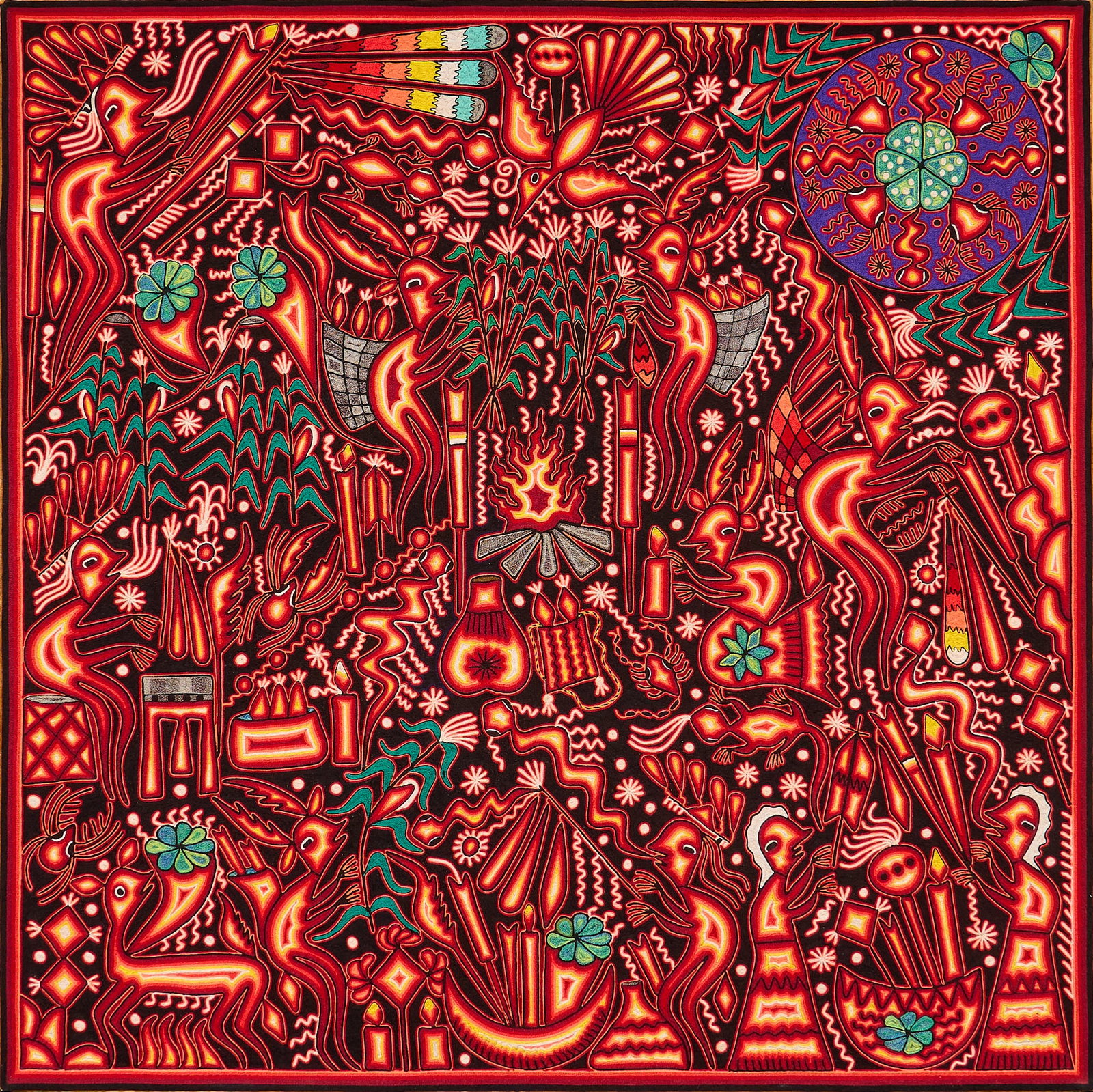 Hilverto Diaz, Huichol Yarn Painting (1 of 4)