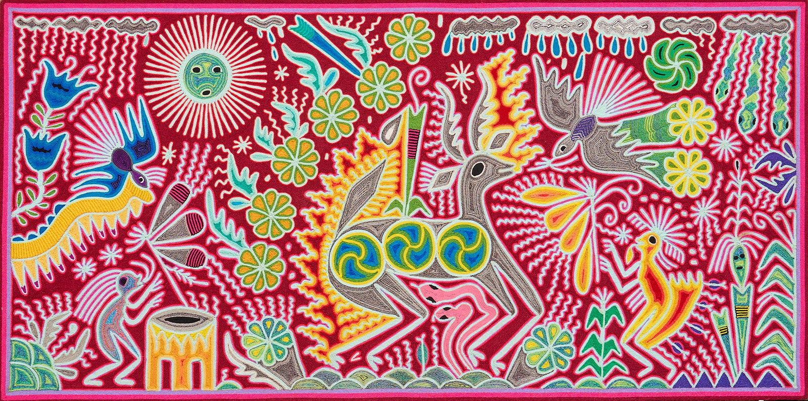 Raul de la Crus Diaz, Huichol Yarn Painting (1 of 4)