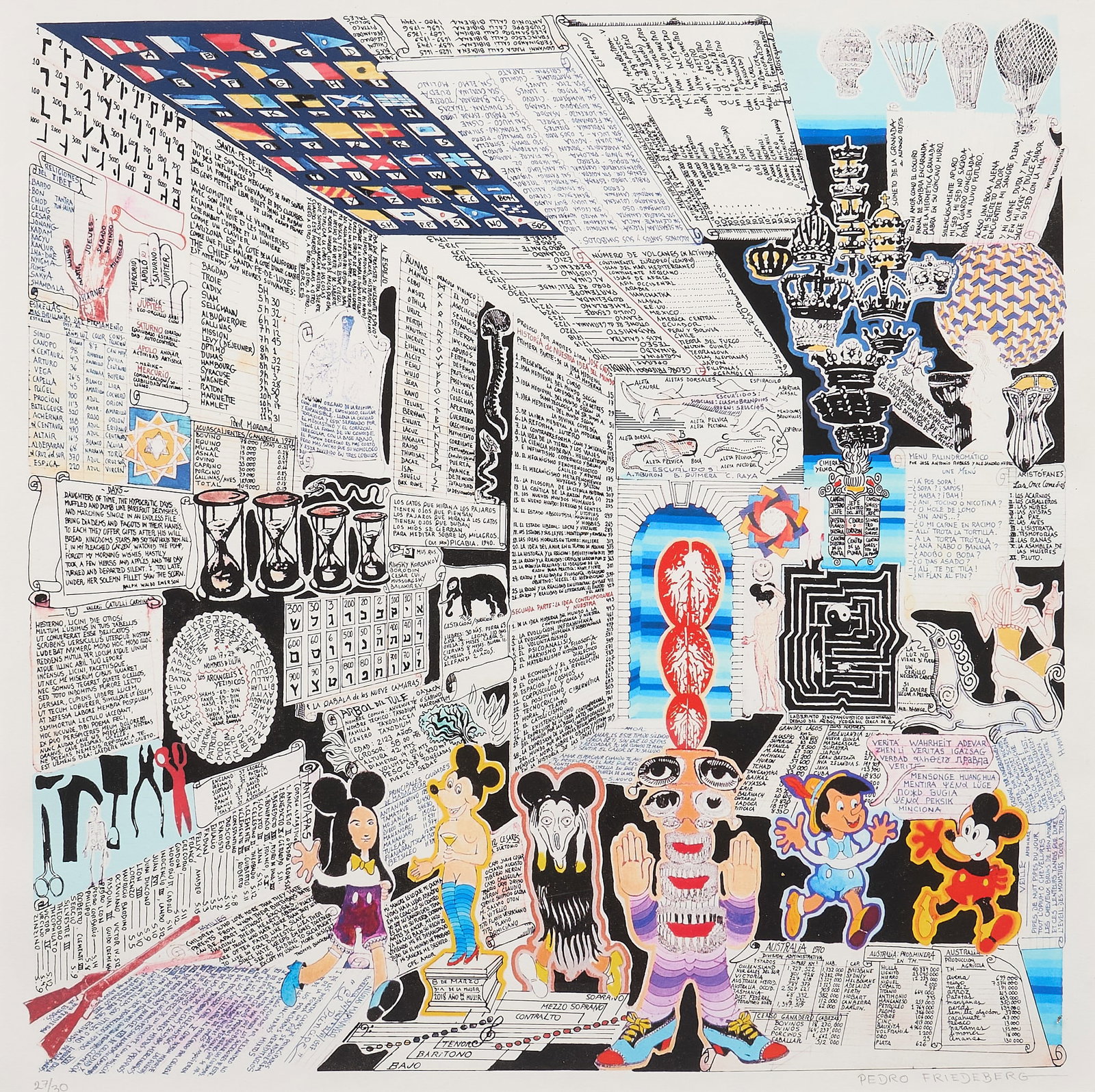 Pedro Friedeberg, "Códice Miguelito III": Pedro Friedeberg (New York / Texas / Mexico / Italy, b. 1936), "Códice Miguelito III", signed and numbered screenprint in colors on paper, ed. 27/30, signed and numbered in pencil&nbs