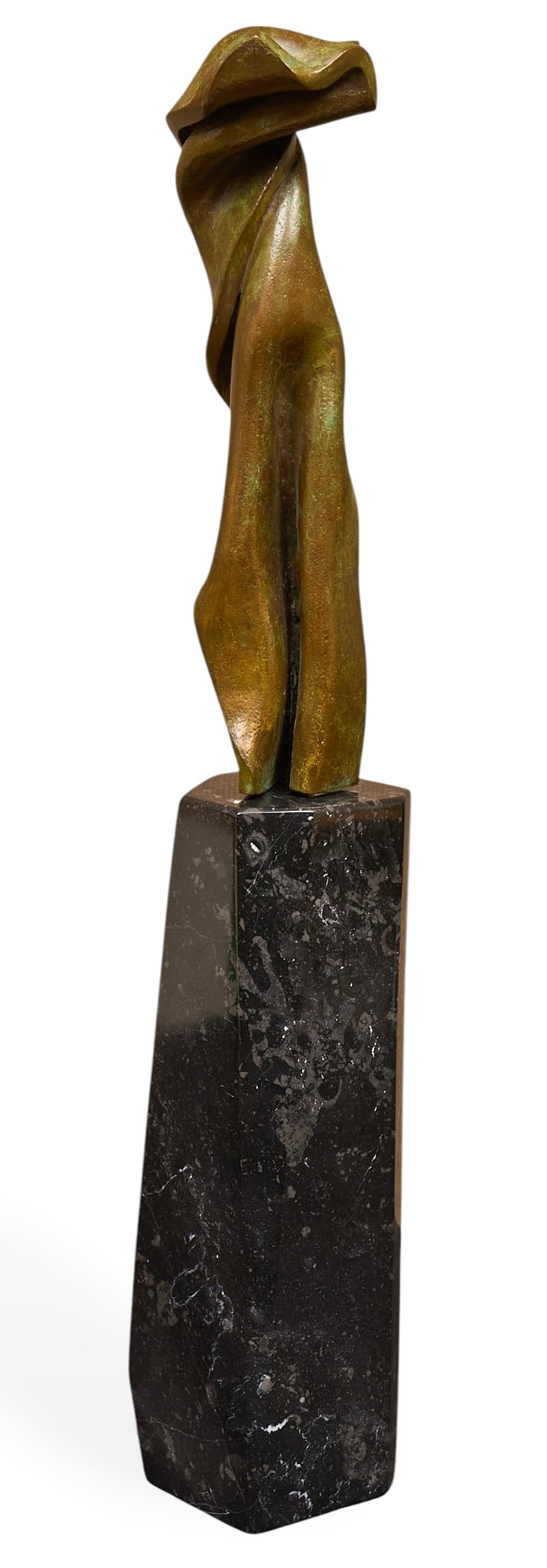 Jorge Elizondo, Bronze Sculpture: Jorge Elizondo (Monterrey, Mexico, b. 1953), abstract bronze sculpture atop polished marble plinth base, incised signature in the bronze, and dated Agosto - 10 along with MTY - MEX (Monterrey, Mexico)