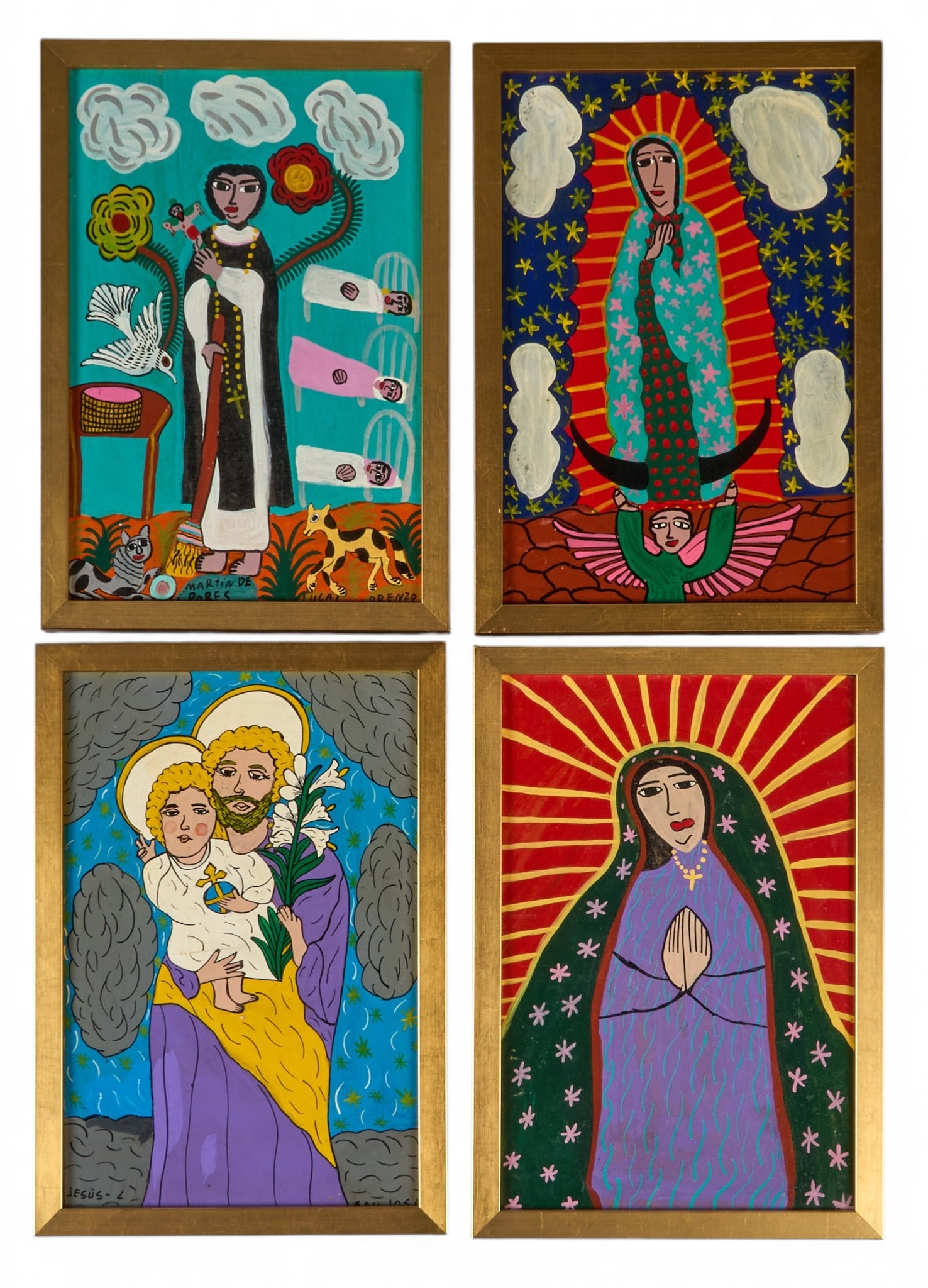 (4) Framed Folk Art Scenes (1 of 4)