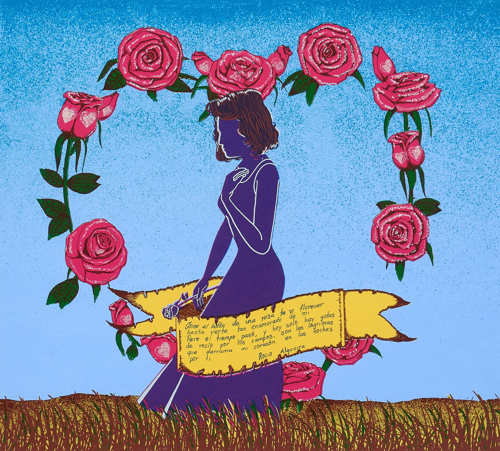 Fernando Valle, "Gotas de Rocio": Fernando Valle (Mexico, 20th-21st C.), "Gotas de Rocio", artist-pulled serigraph, numbered lower left 1/44, signed lower right, and titled lower center sight: 16 x 17 in., frame: 26.5 x