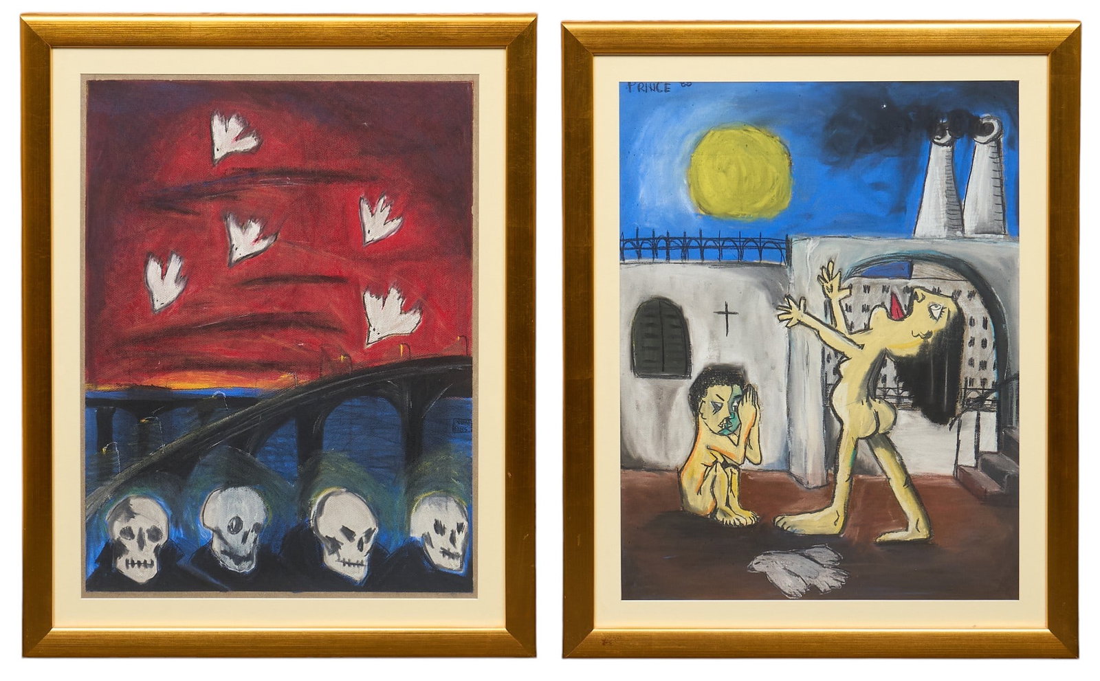 (2) Dramatic Pastels, Signed Prince (1 of 4)