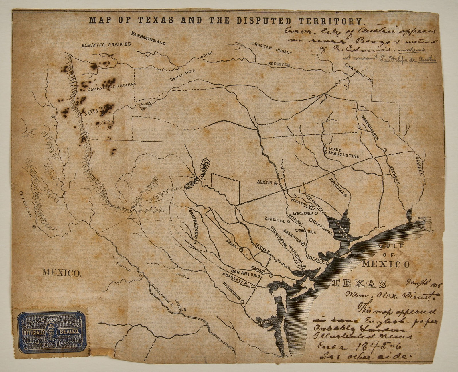 Antique Map of Texas, 1845 (1 of 4)