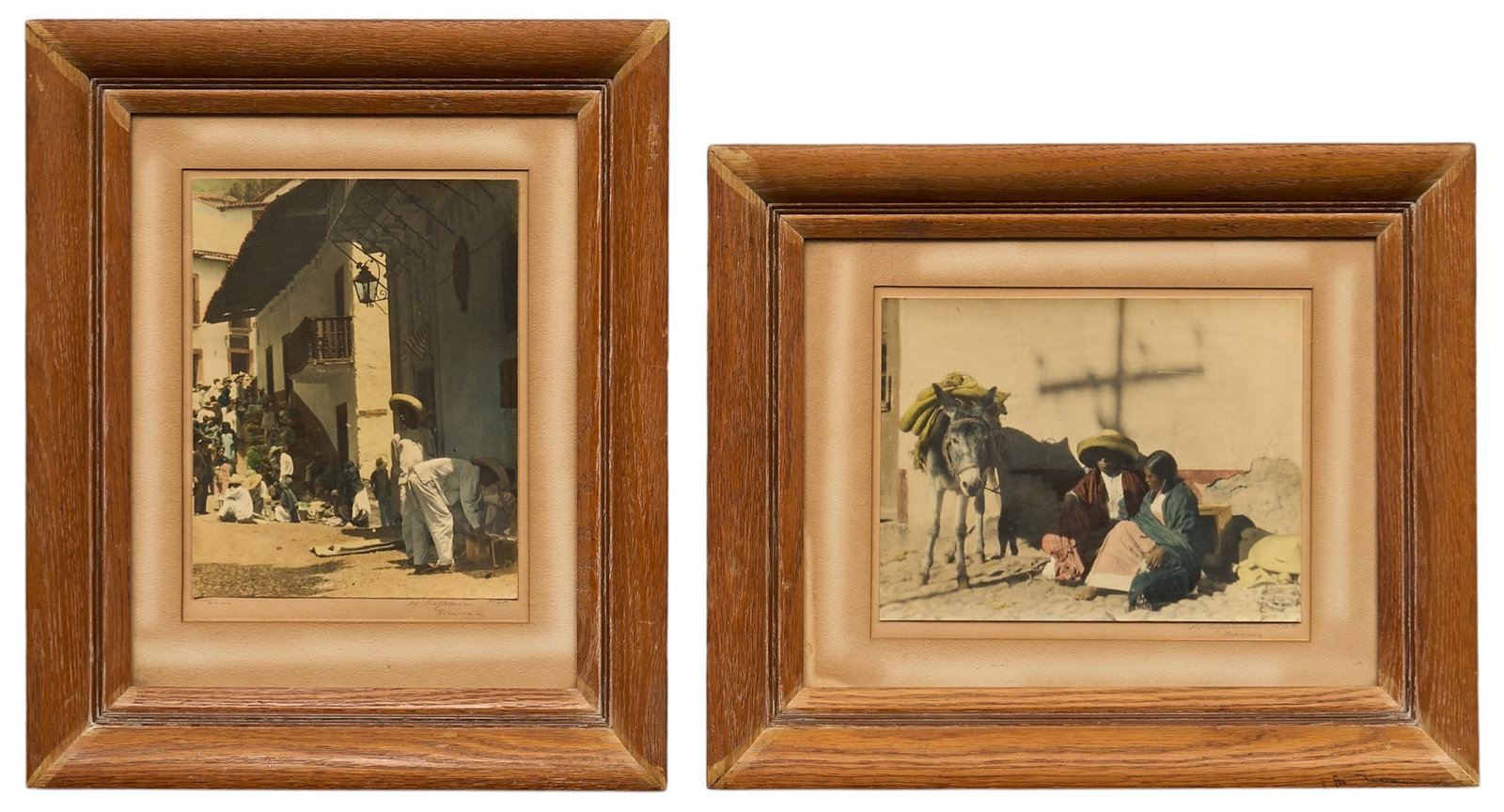(2) Vintage Photographs of Mexico: Two vintage photographs depicting scenes in Mexico, both signed sight: 11 x 8 in., frame: 18 x 15 in. Provenance: Property from a home in San Antonio, Texas