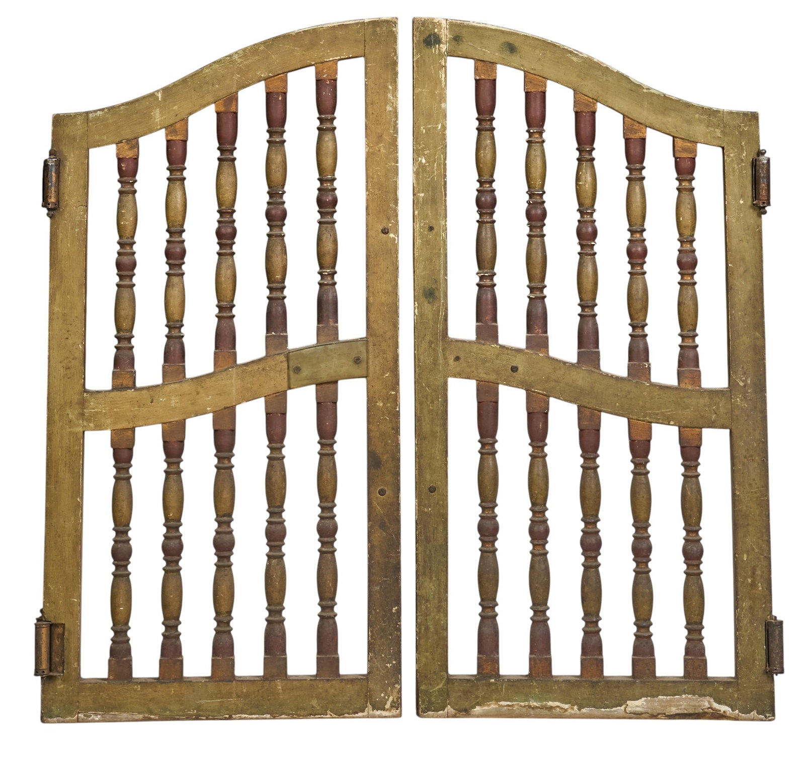 Pair of Vintage Mexican Doors: Pair of vintage Mexican doors with turned slats, circa early to mid 20th century height 41.5 in. x width 21.5 in. x depth 1.5 in. / each Provenance: Property from a home in Austin, Texas