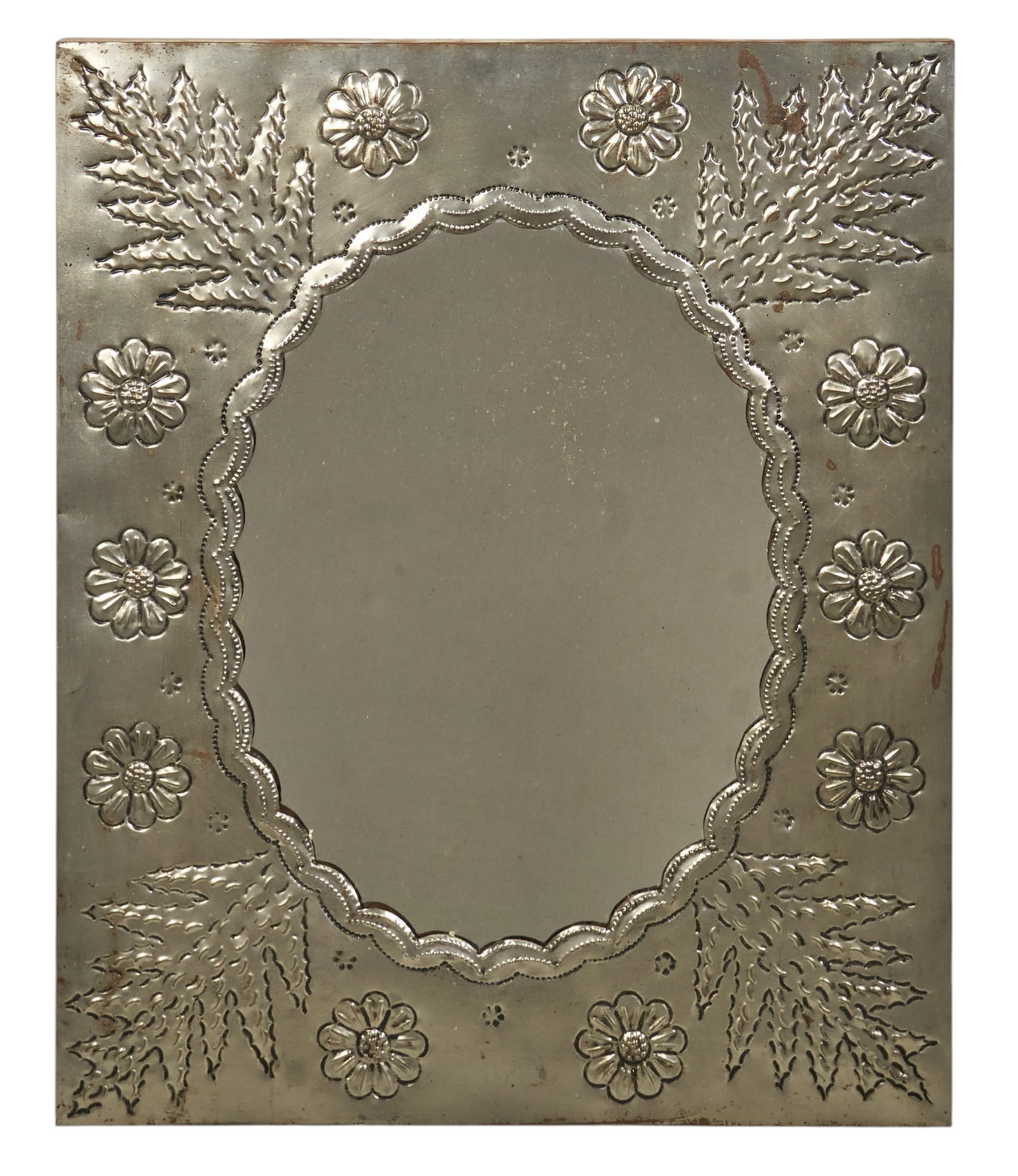 Vintage Mexican Punched Tin Mirror (1 of 2)