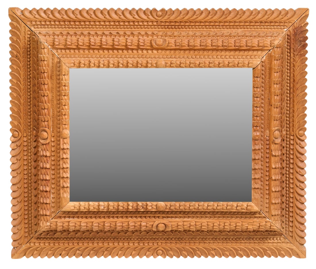 Hand-Carved Wooden Mirror (1 of 2)