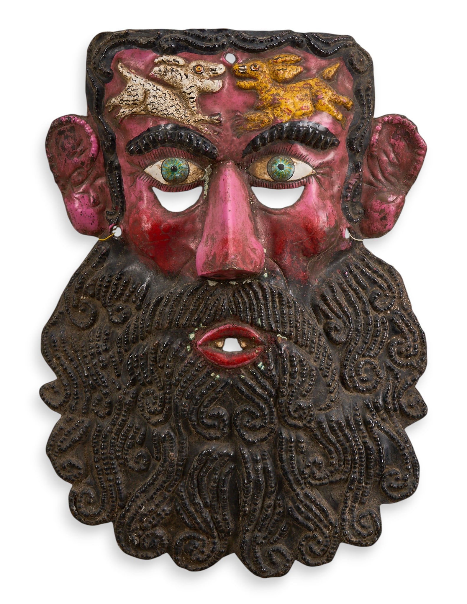 Antique Mexican Barbones Brass Mask (1 of 3)