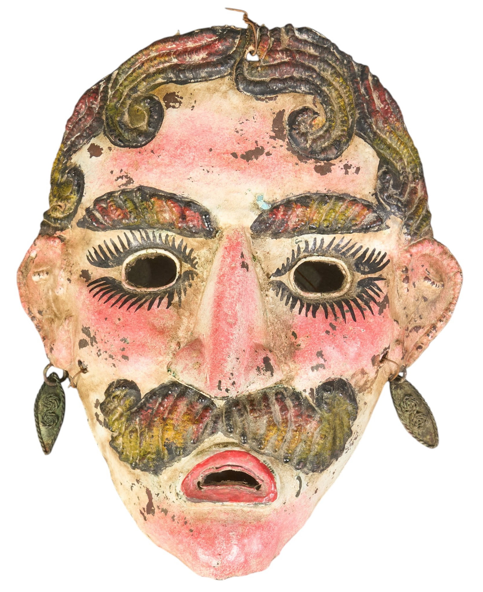 Antique Mexican Barbones Brass Mask (1 of 3)