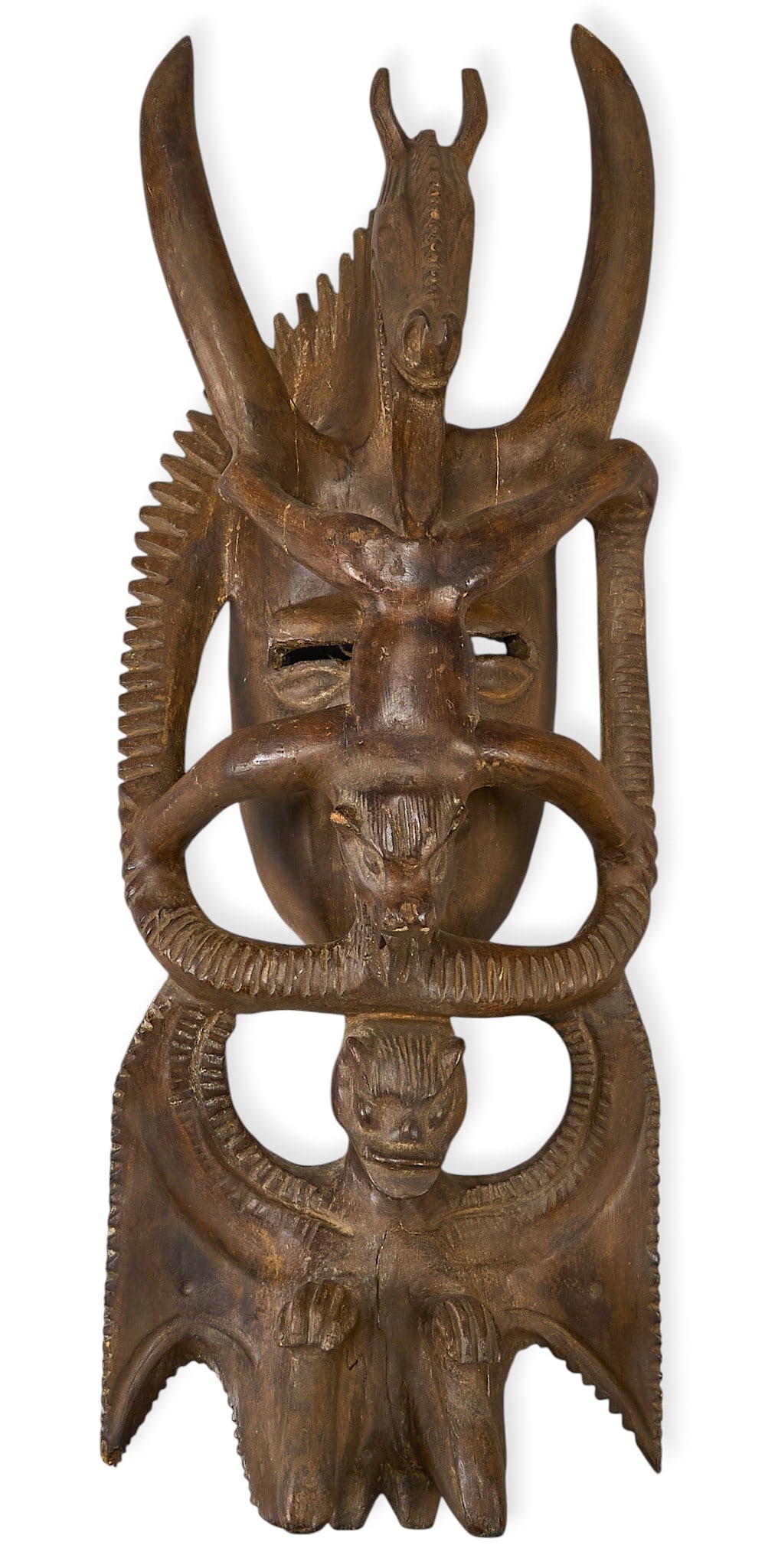 Carved Mexican Folk Art Mask (1 of 4)