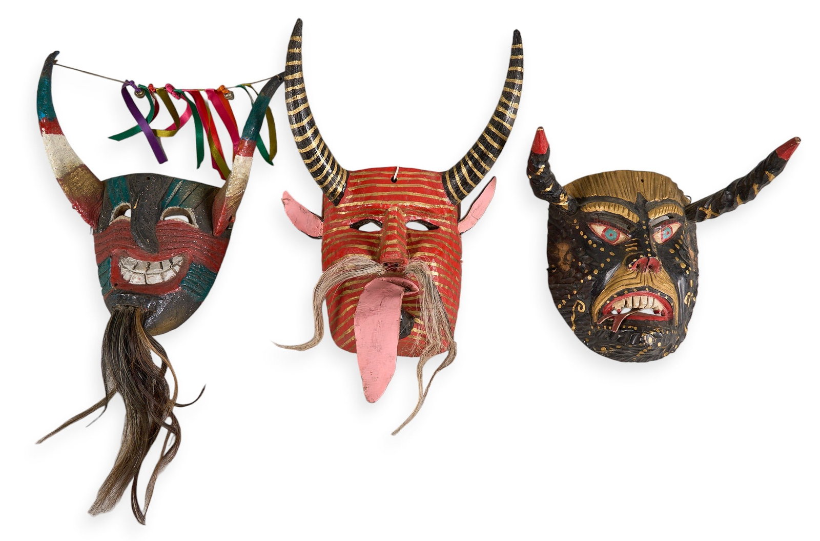 (3) Mexican Diablo Dance Masks (1 of 3)