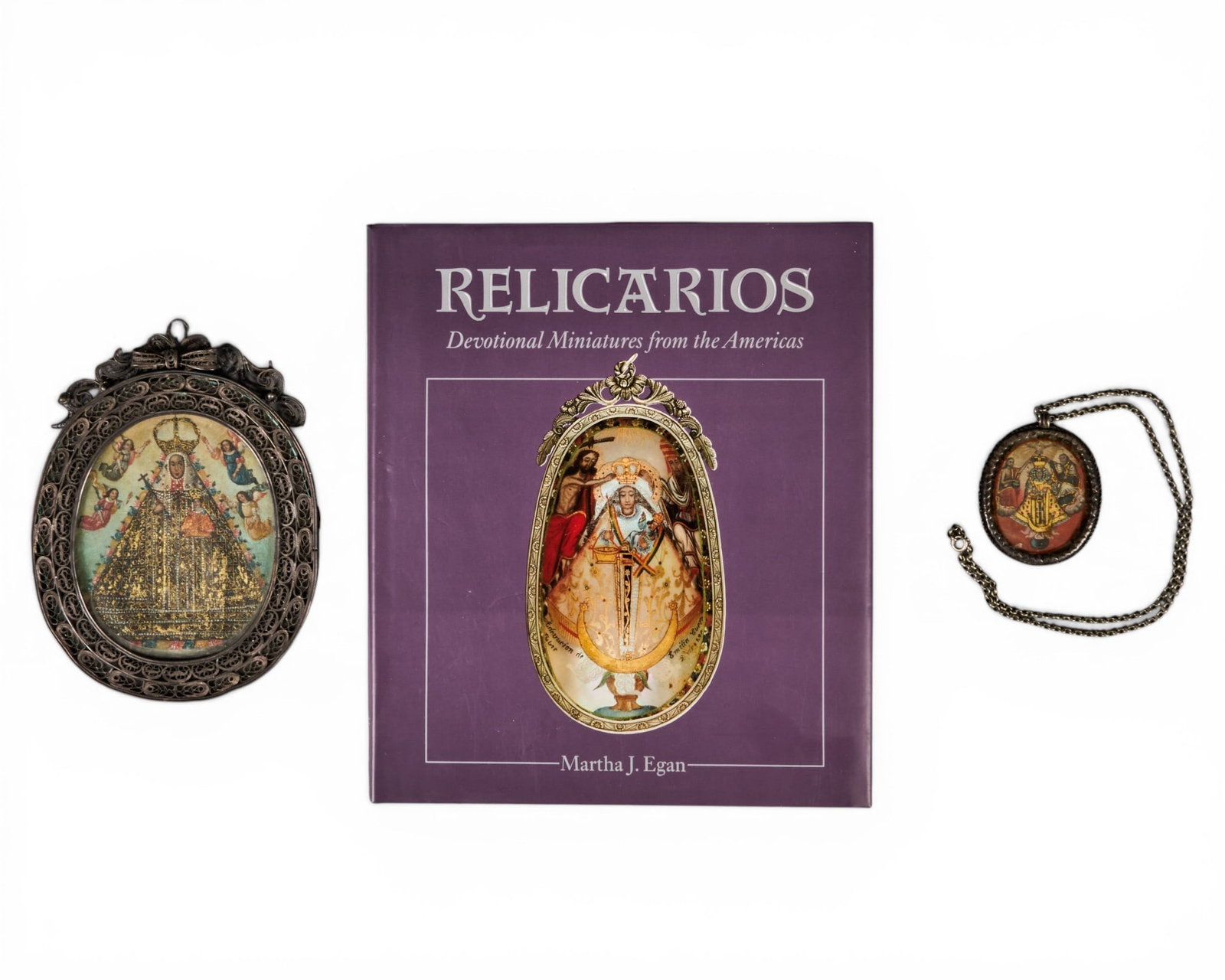 (2) Antique Relicarios and Reference Book (1 of 5)
