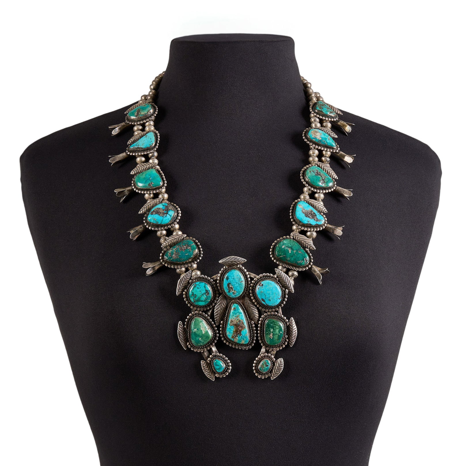 Robert Platero, Navajo Sterling & Turquoise Squash Blossom (1 of 3)